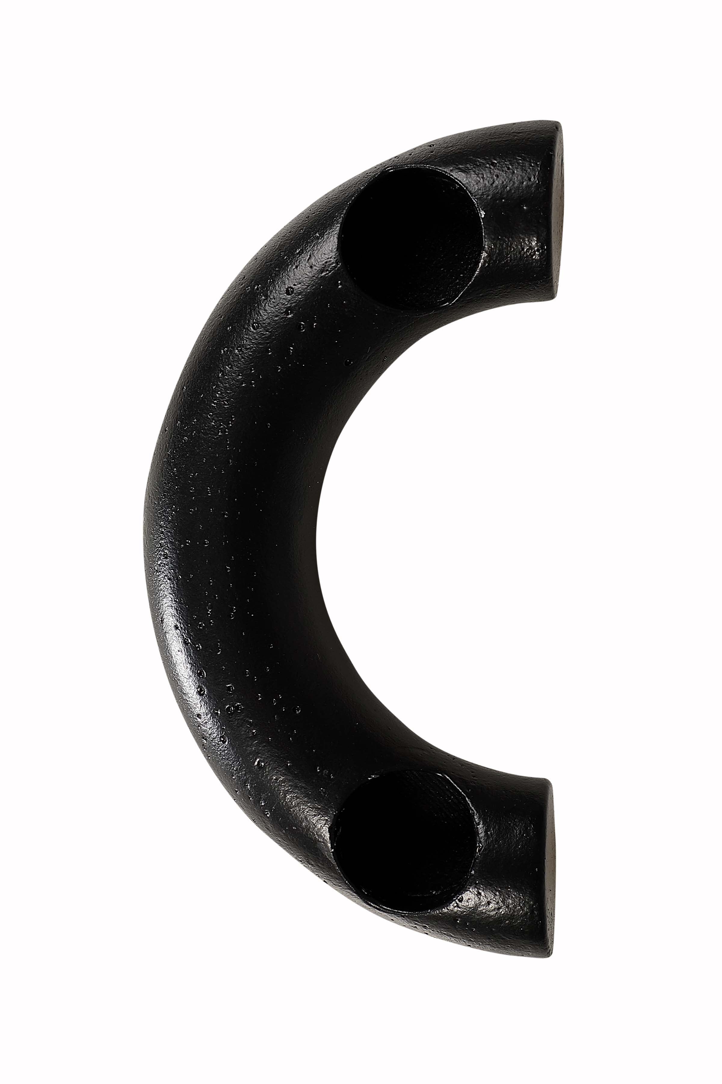 Nordic Style C Shaped Concrete Candle holder- Black 5.5x3 Inch (Set of 2)