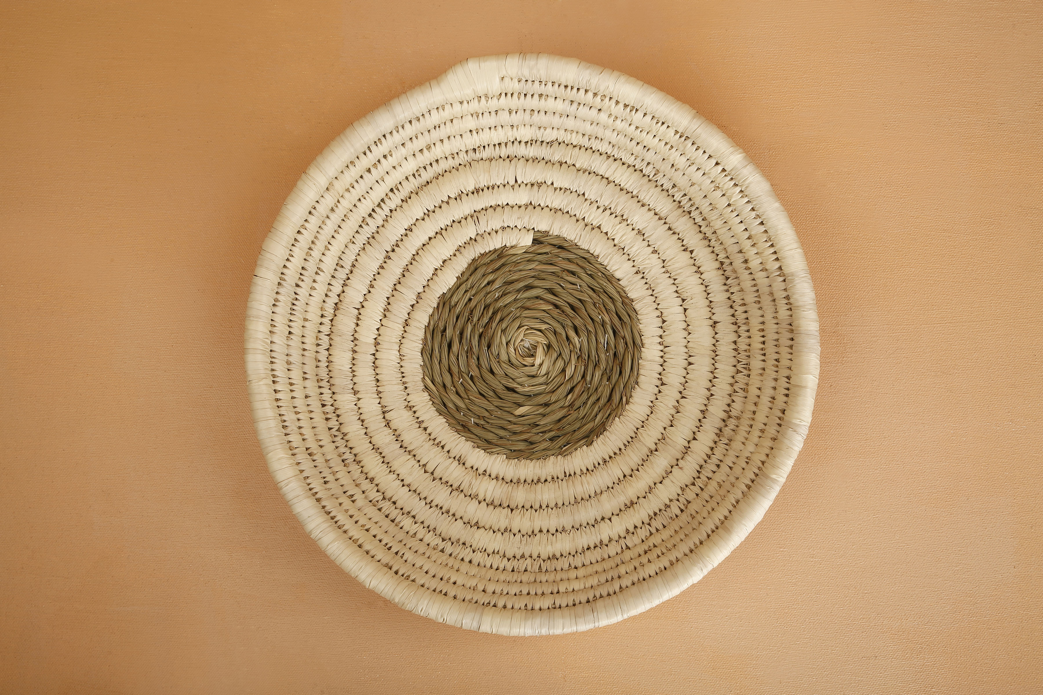 Palm & Sabai Grass Round Basket, 13" Inches round (Set of 2)