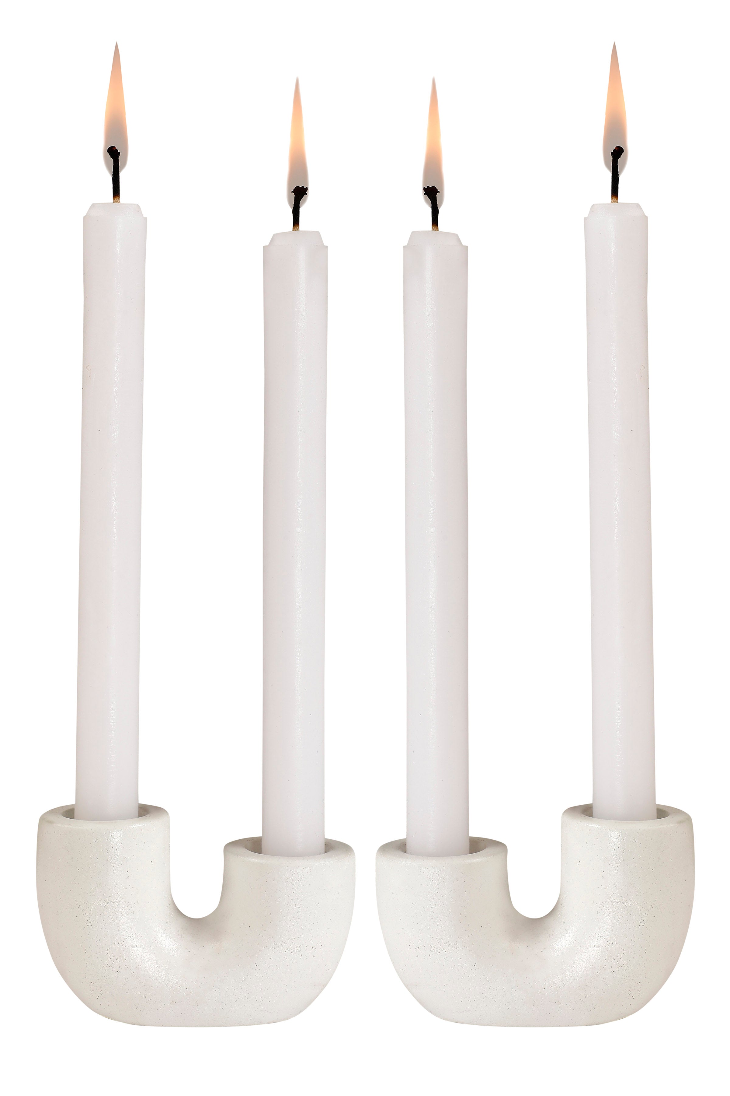 Nordic Style U Shaped Concrete Candle holder- Ivory 2x2.5 Inch (Set of 2)