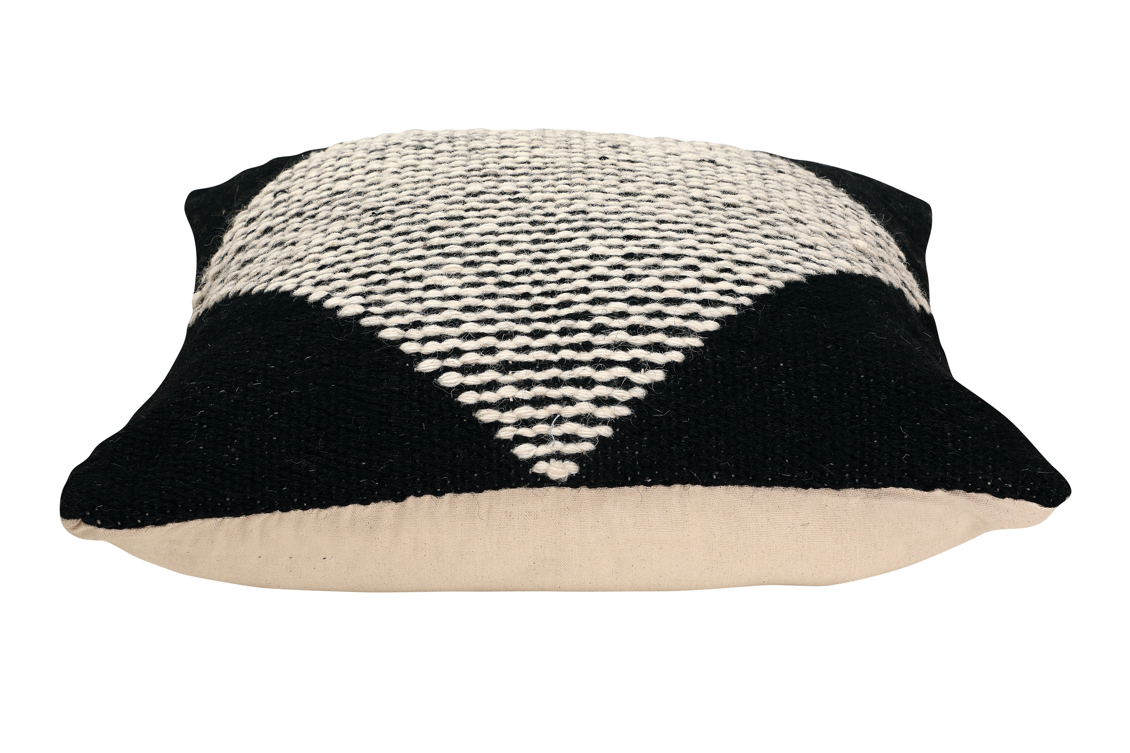 GoodWeave Certified Diagonal Stripe Wool Pillow - Black, 18x18 Inch