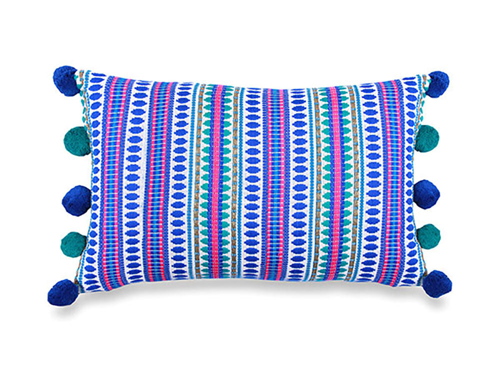 Blue Capsule Cushion, Blue- 12x27 Inch