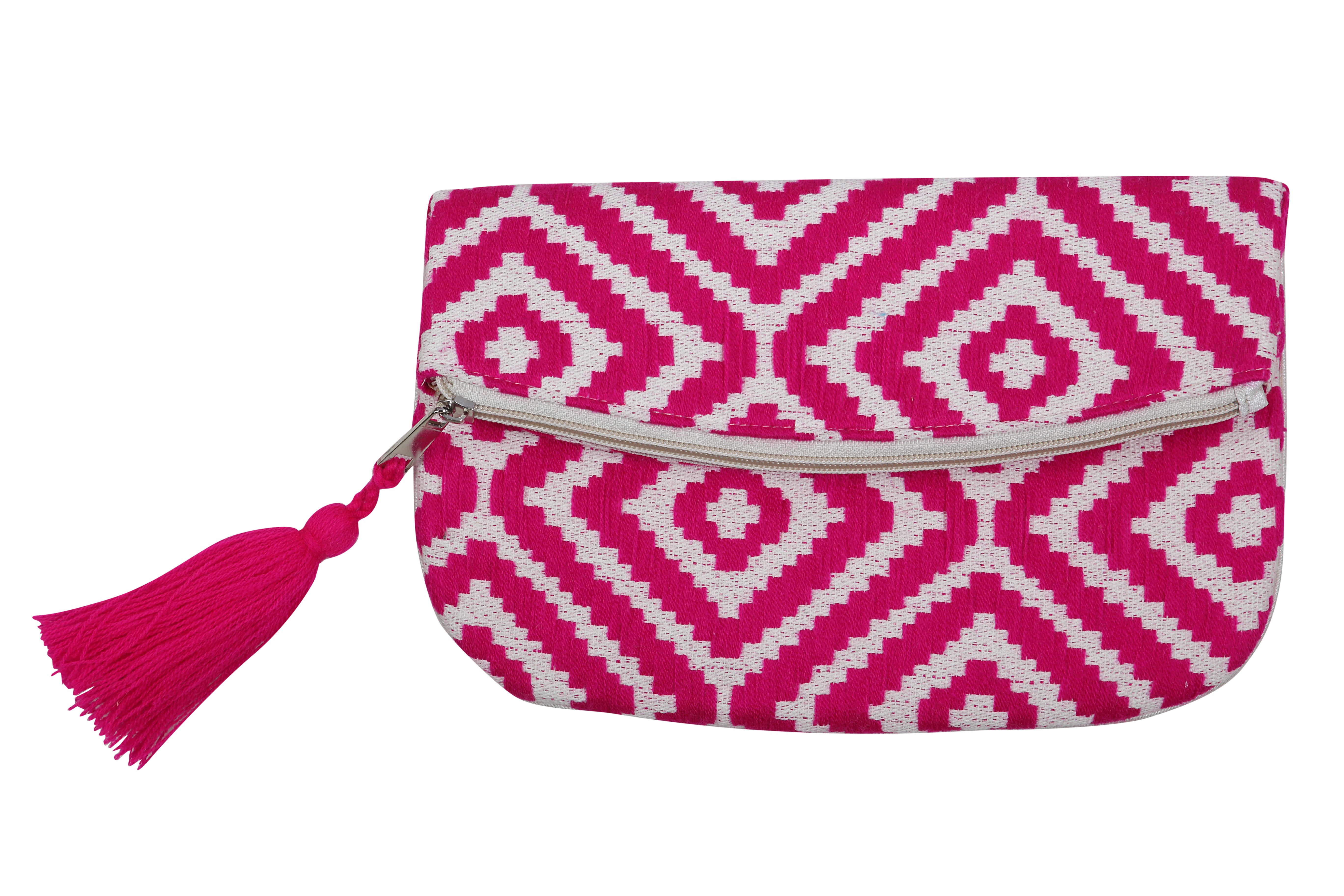 Deep Pink Boho Clutch, 6.5x10Inch