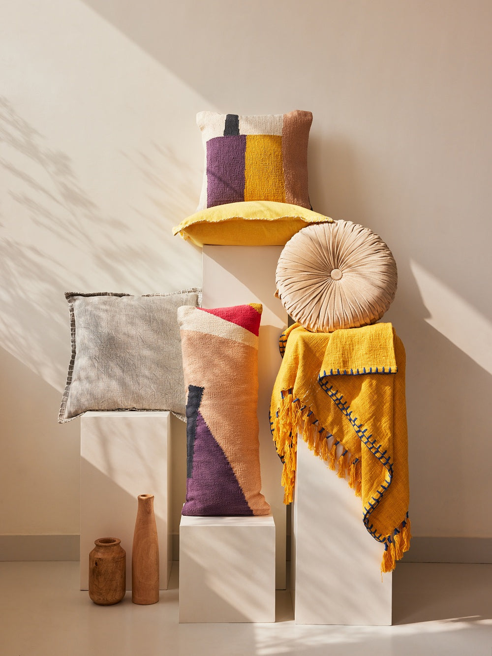 Stone Washed Throw Pillow, Grey - 21x21 Inch