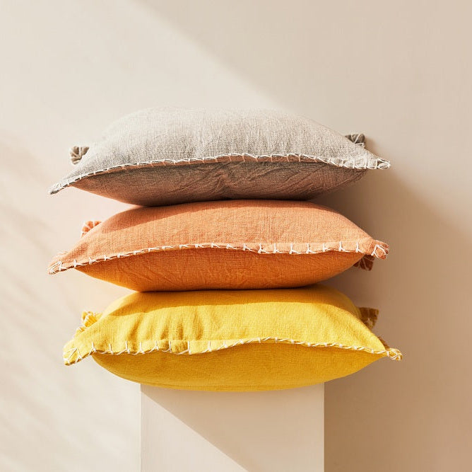 Stone Washed Throw Pillow, Yellow - 21x21 Inch