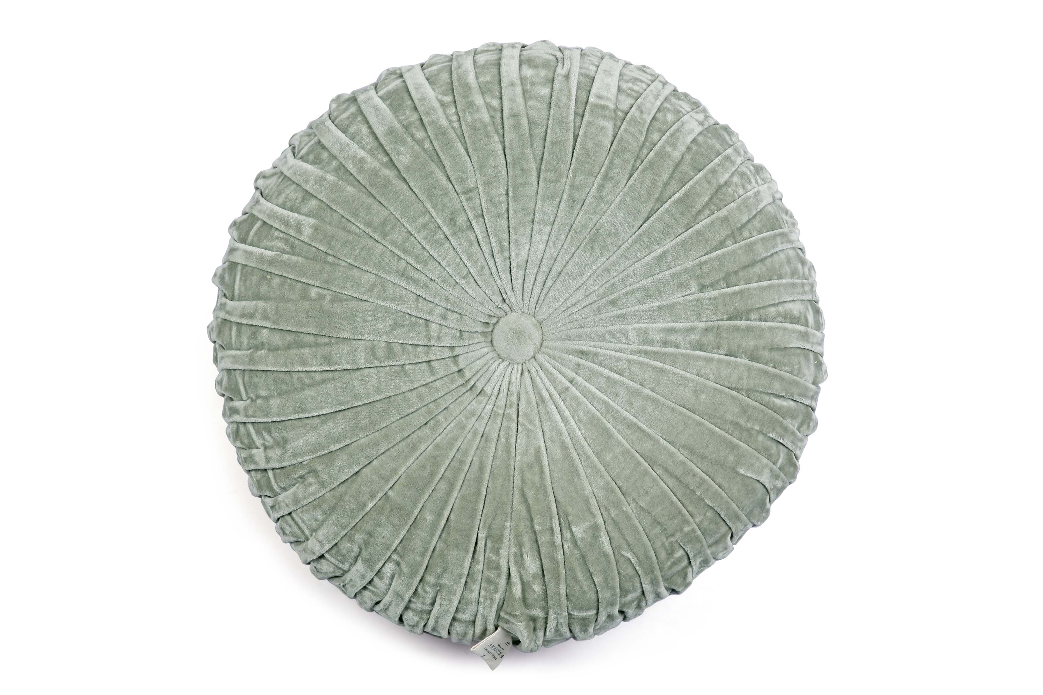 Velvet Round Handmade Pillow Sage Green - 16 Inch