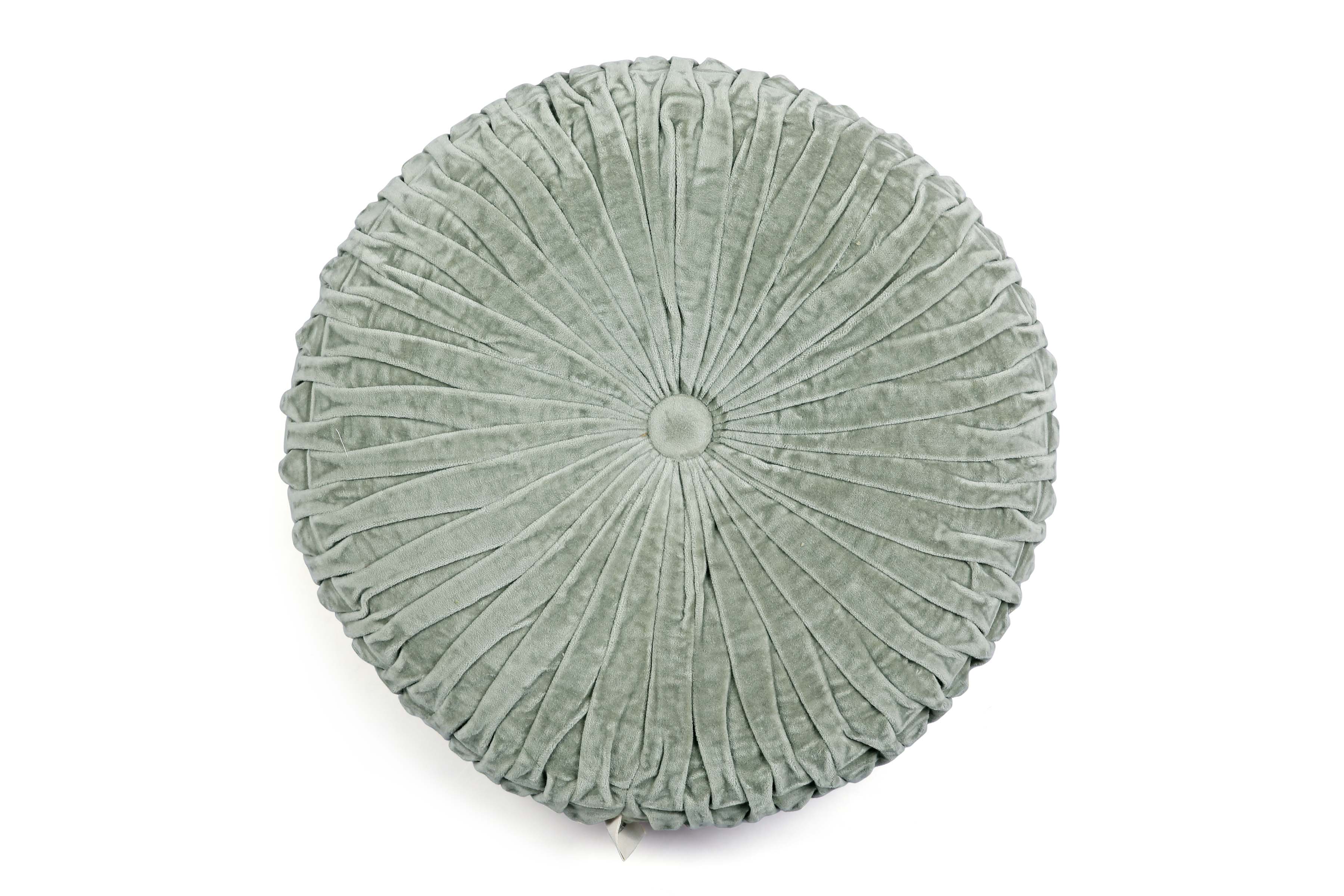 Velvet Round Handmade Pillow Sage Green - 16 Inch