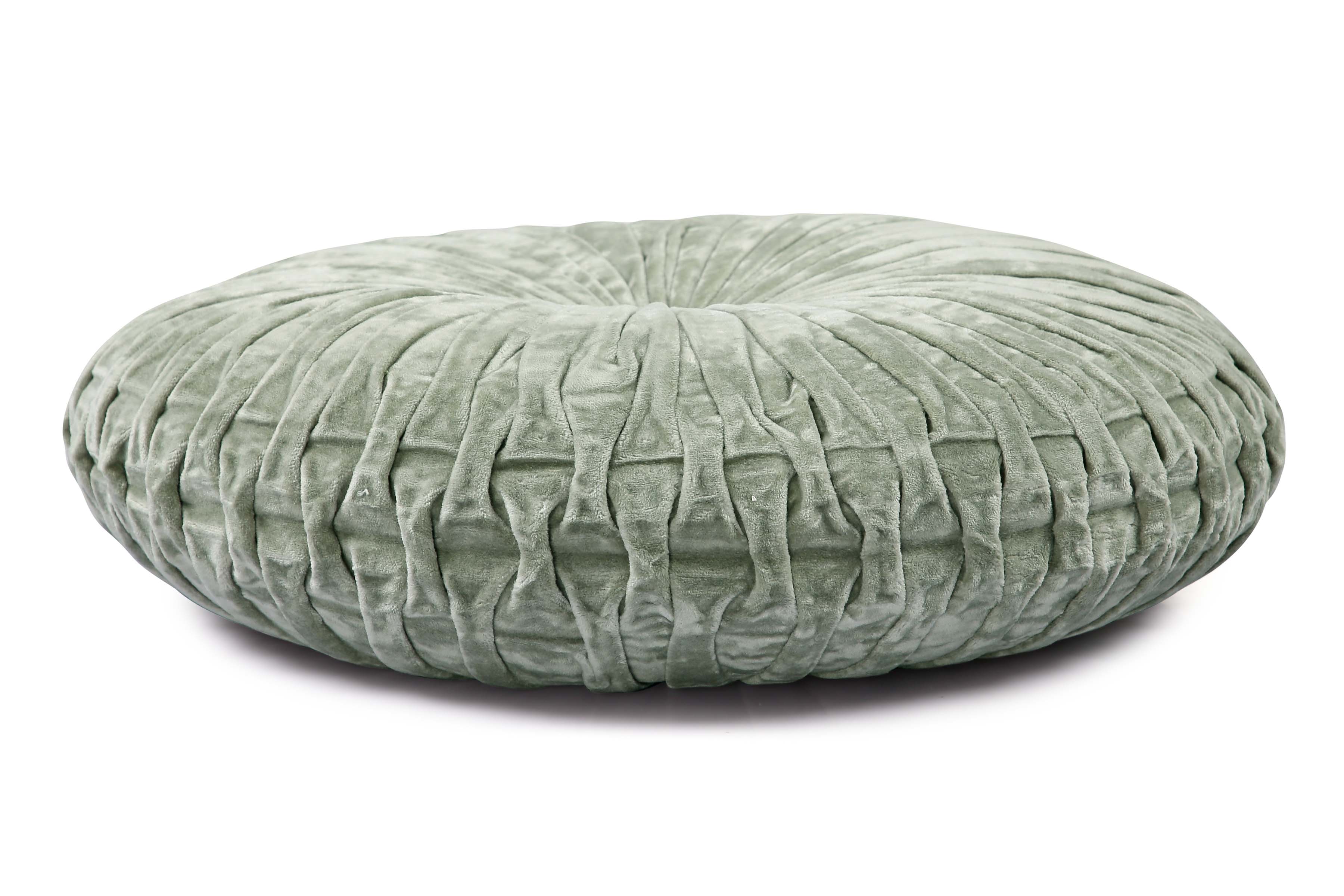 Velvet Round Handmade Pillow Sage Green - 16 Inch