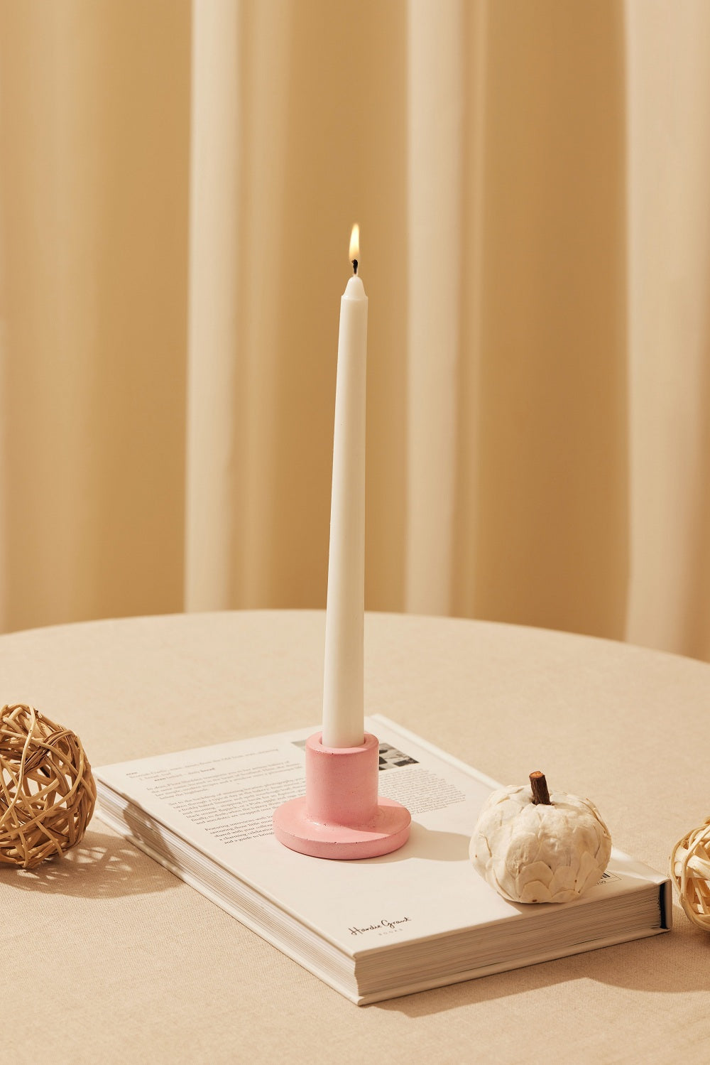Minimalist Style Concrete Candle Holder - Pink  2x2.5Inch (Set of 2)