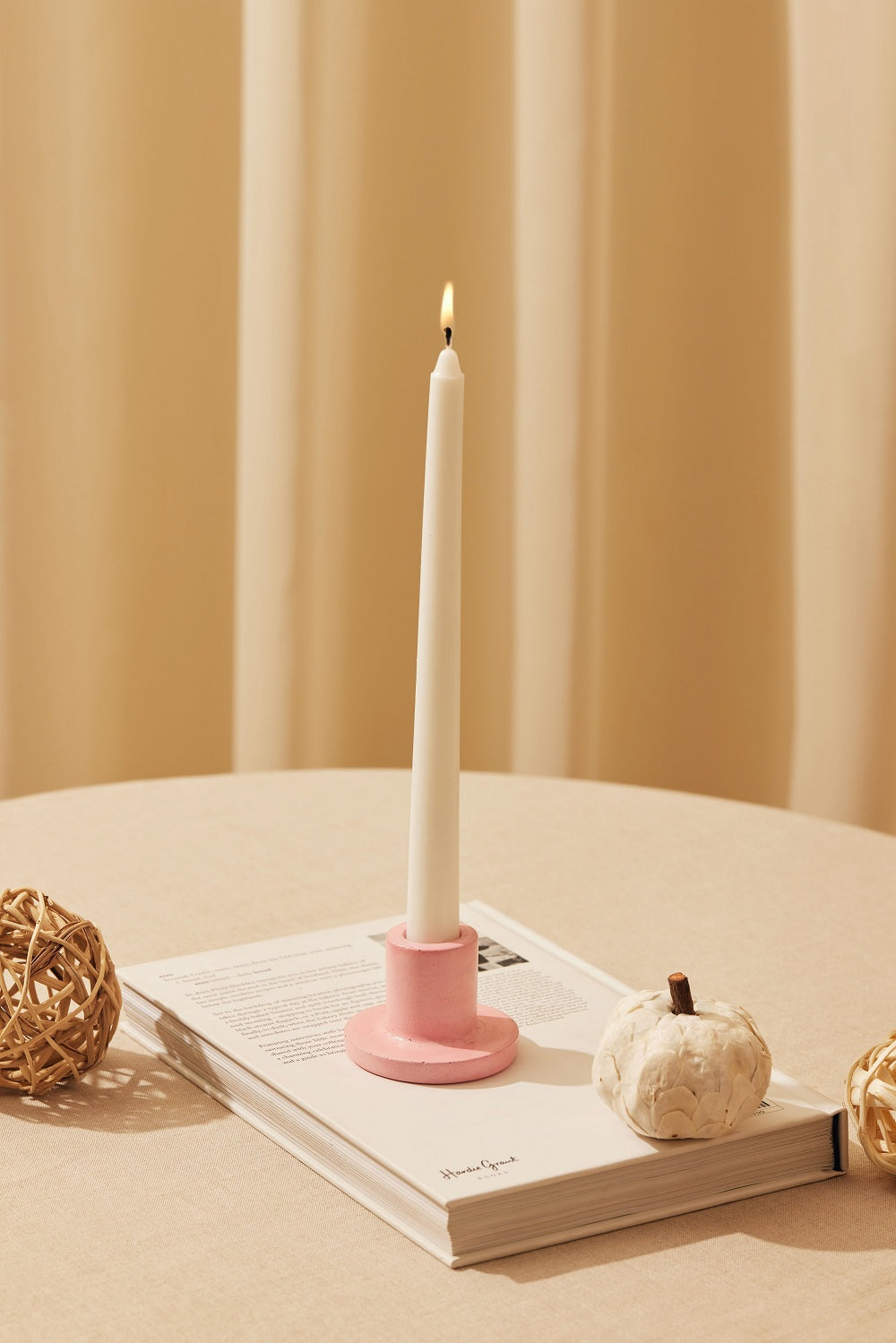 Minimalist Style Concrete Candle Holder - Pink 2x2.5Inch (Set of 2)