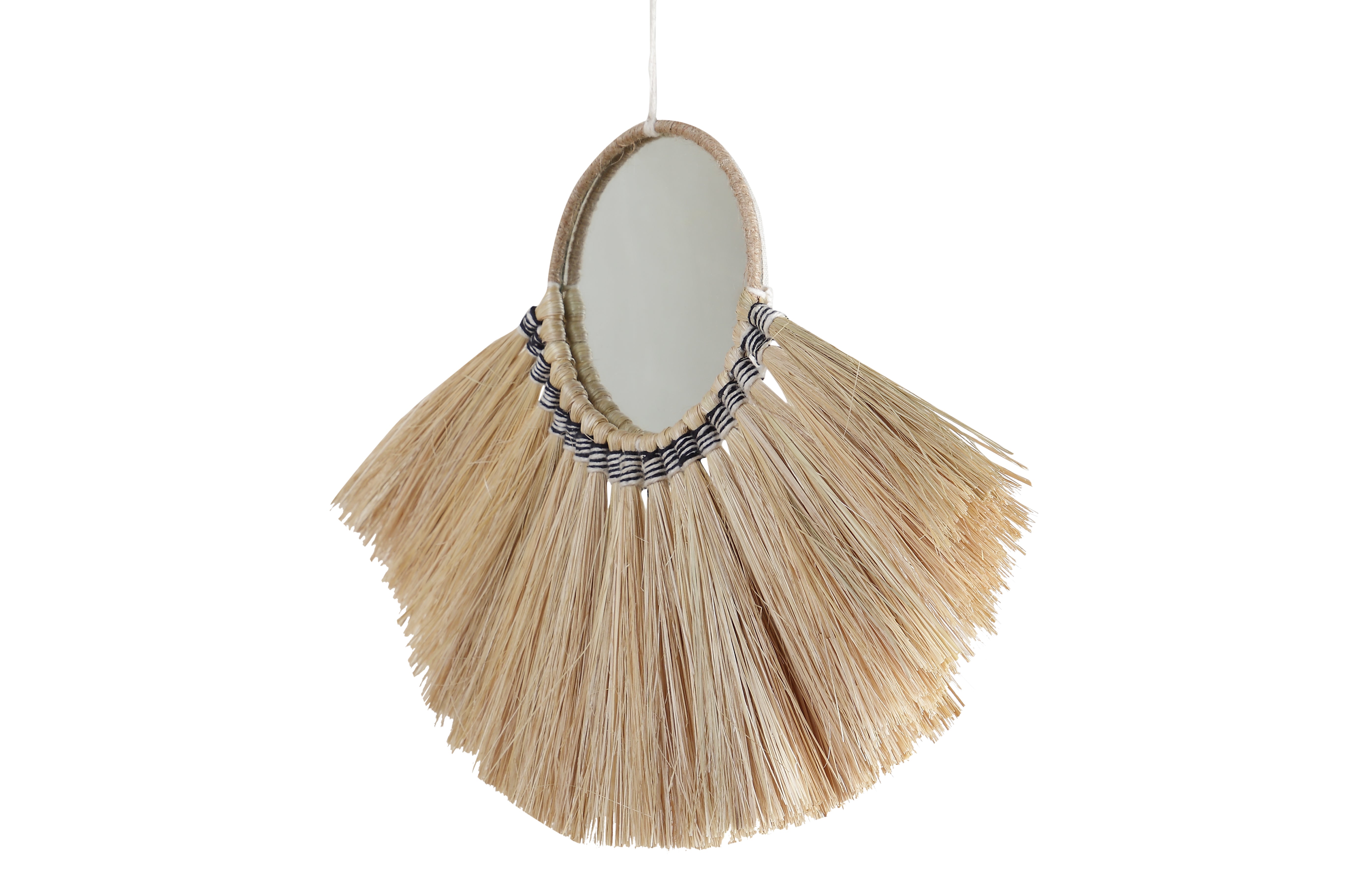 Soleil Fringe Boho Wall Mirror Decor - 13 inch