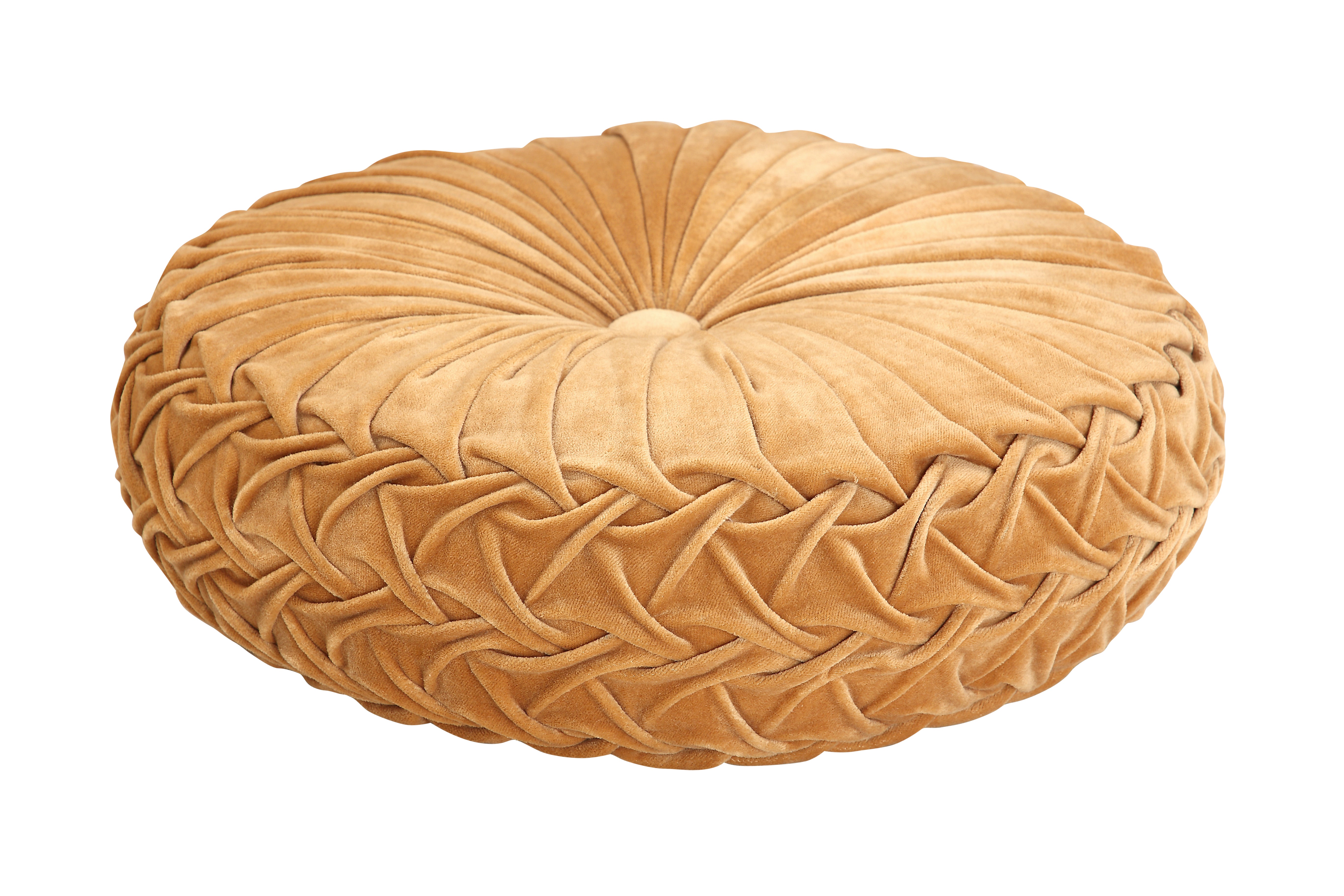 Velvet Round Handmade Pillow, Clay - 16 Inch