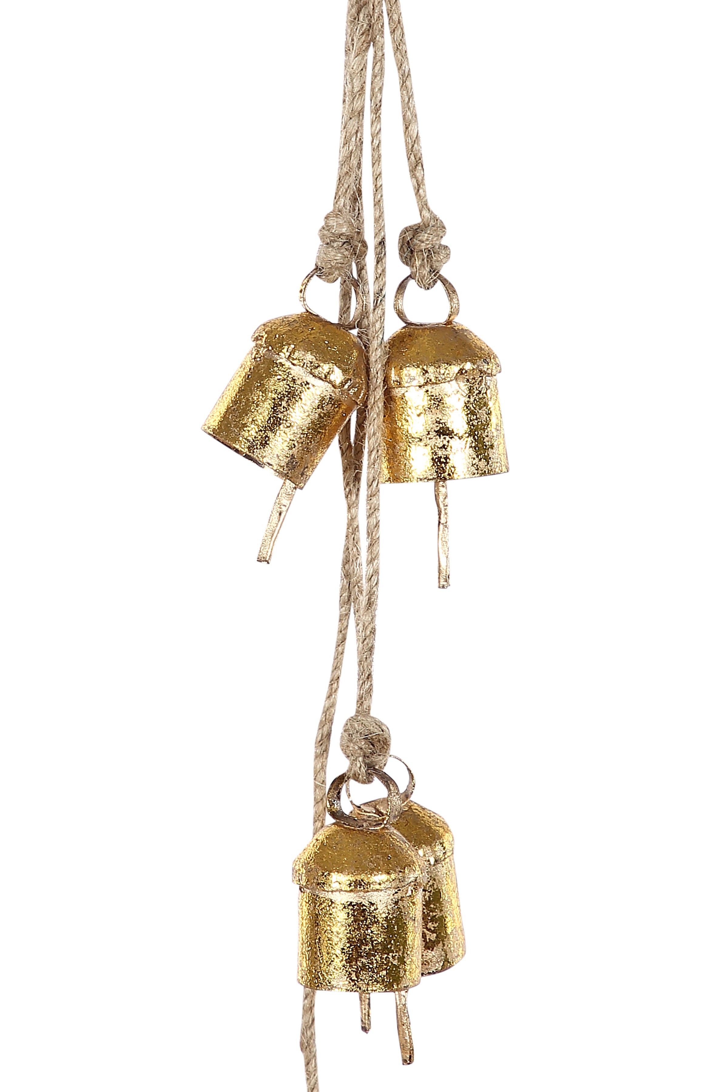 Recycled Iron 5 Bells Wind Chimes with Jute Strings-20inch (Set of 3)
