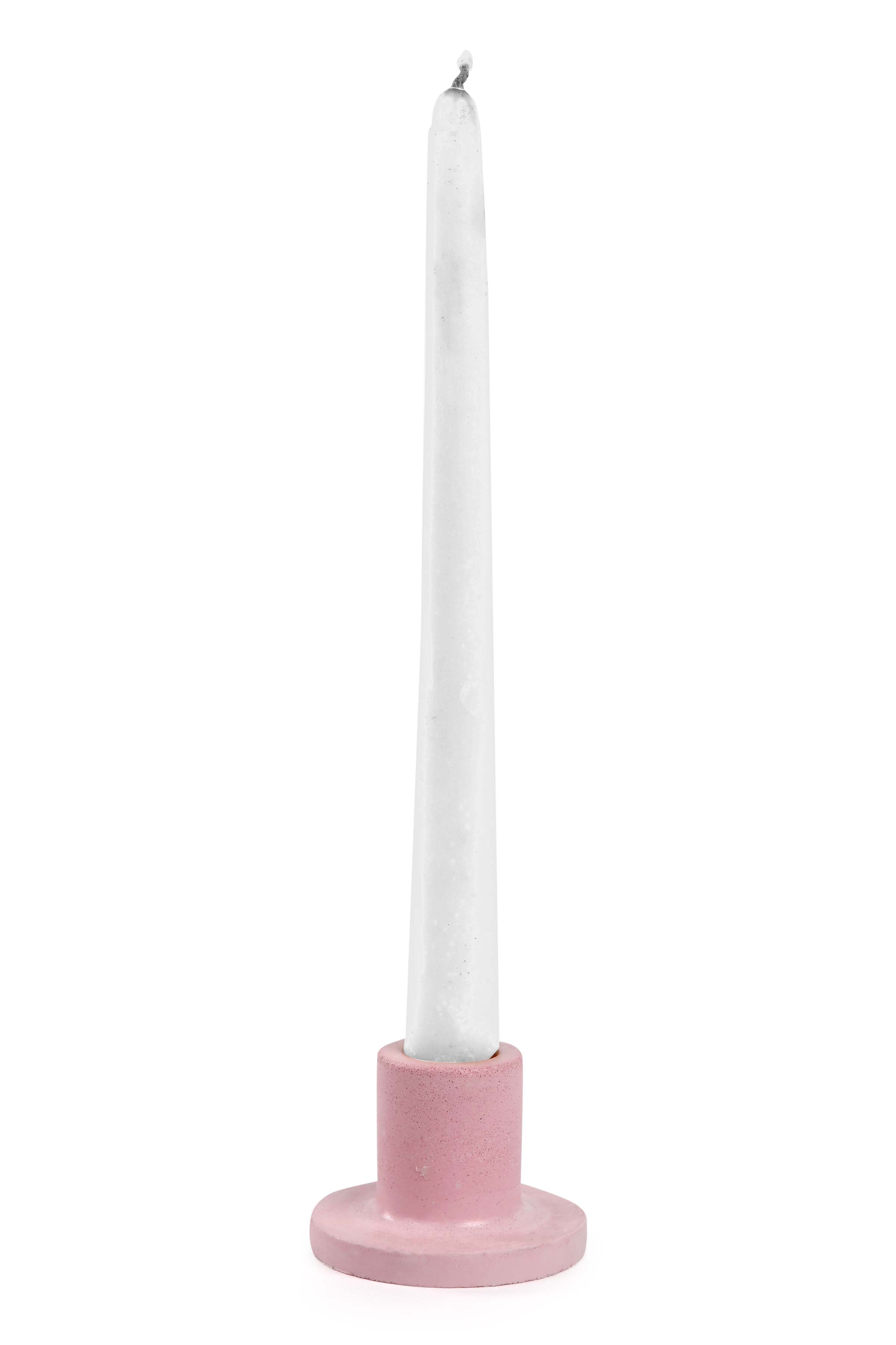 Minimalist Style Concrete Candle Holder - Pink 2x2.5Inch (Set of 2)