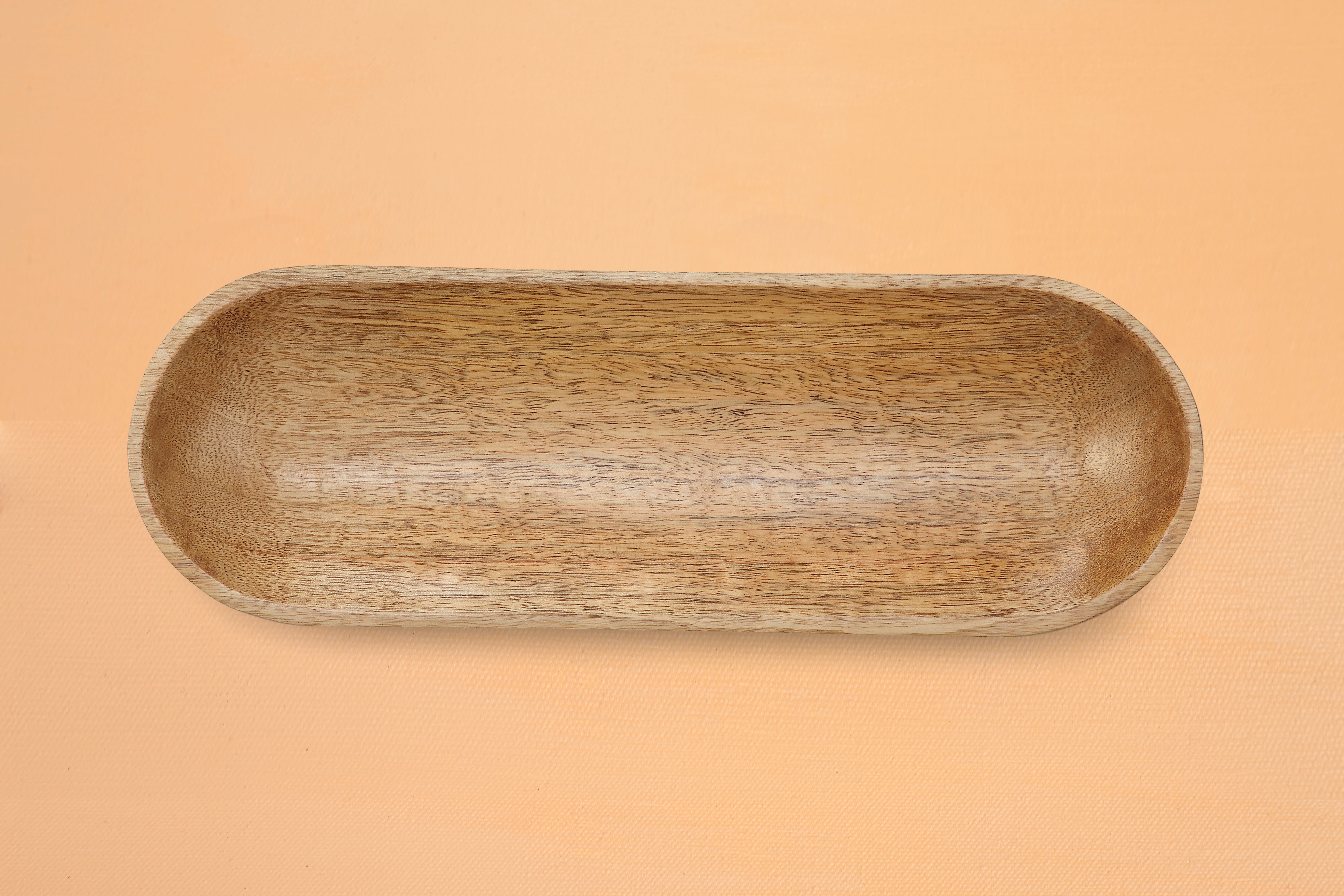 Fair Trade Wood Decorative long bowl, 12" x 4" (Set of 2)