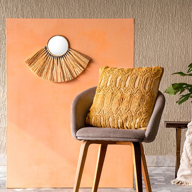 Soleil Fringe Boho Wall Mirror Decor - 13 inch