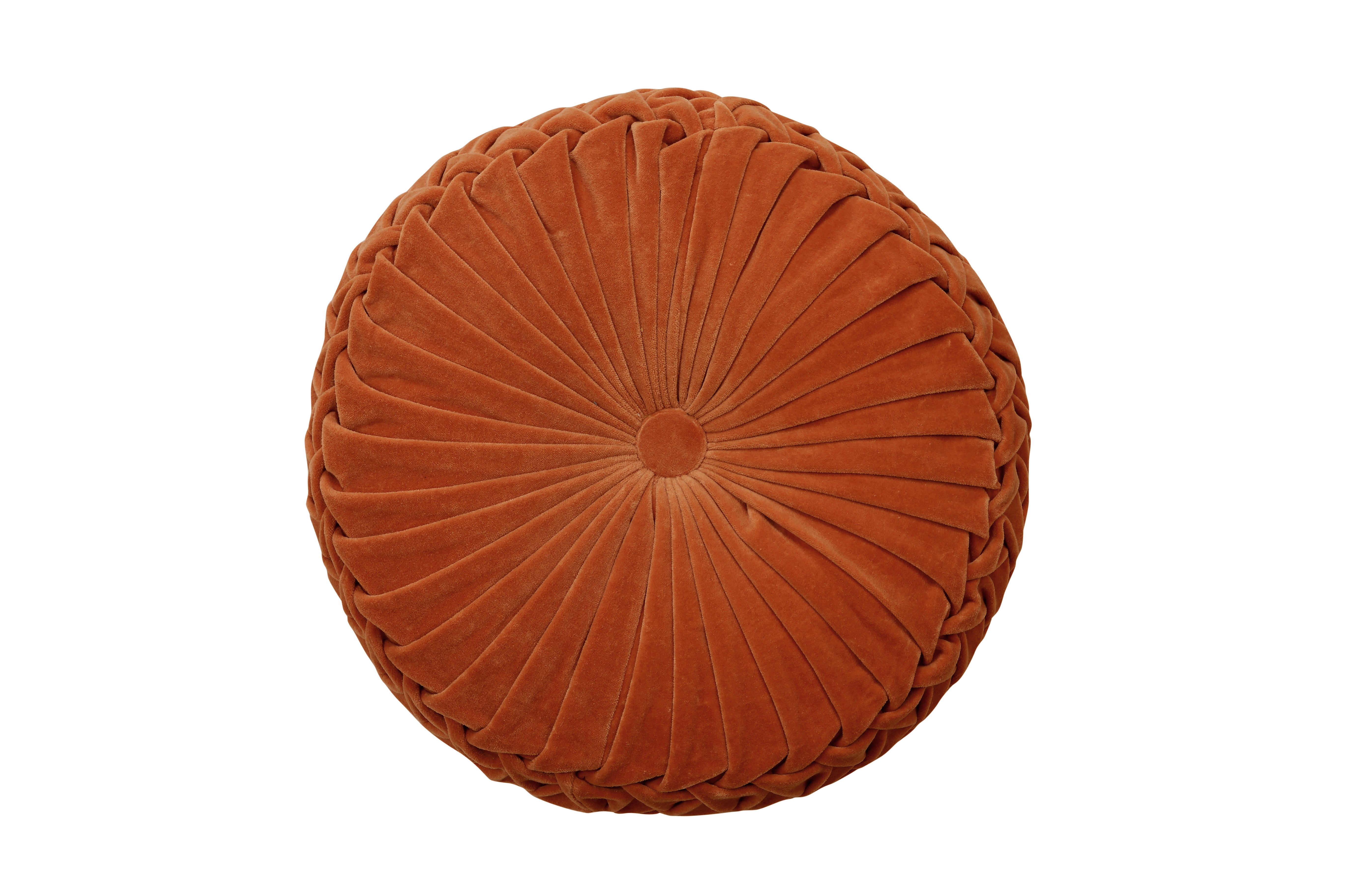 Velvet Round Handmade Pillow, Rust_ 16 Inch_Fall Decor