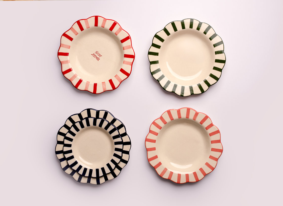 Ceramic Stripe Plates Collection