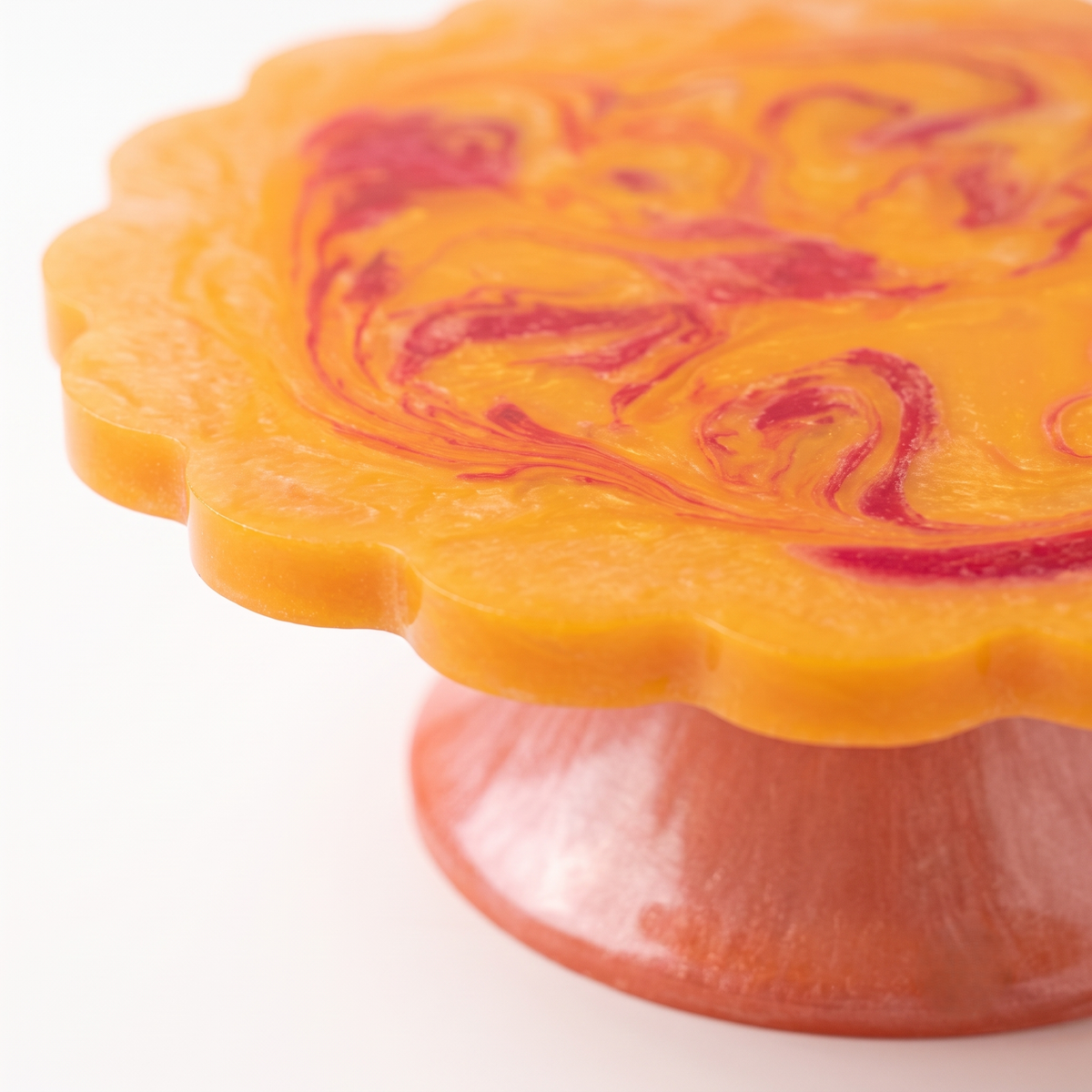 Orange Scalloped Pastry Stand | Hand-poured Resin | 7 Inch