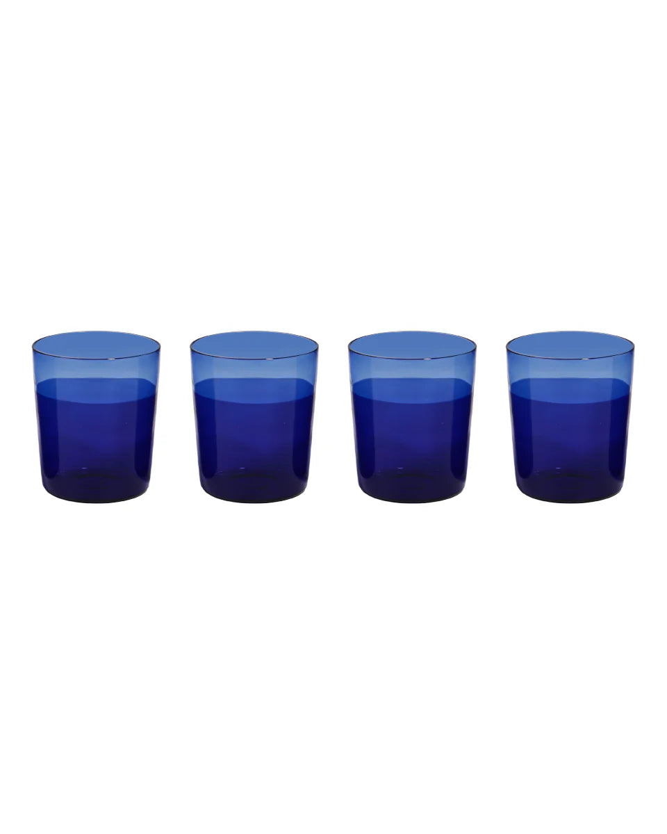 Blue Me Away Glasses - 3.93 x 3.34 Inches, Set of 4