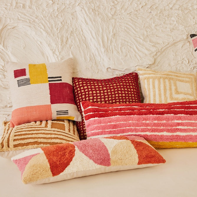 Tarika Net Crochet Accent Pillow, Wine Red - 18x18 Inch