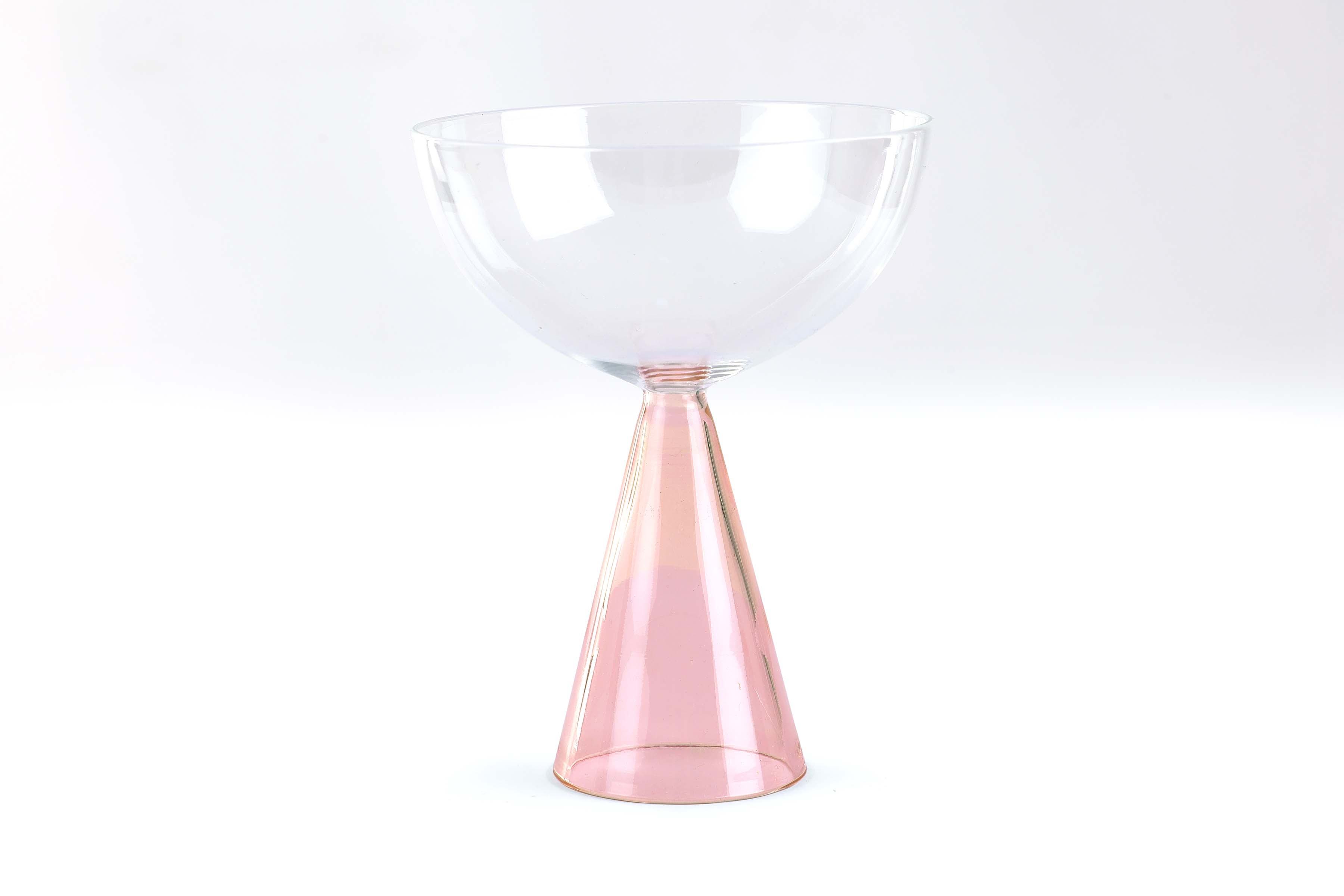 Colorful Handblown Drinkware Coupe,Pink- 5.24x4 Inches- (SET OF 4)