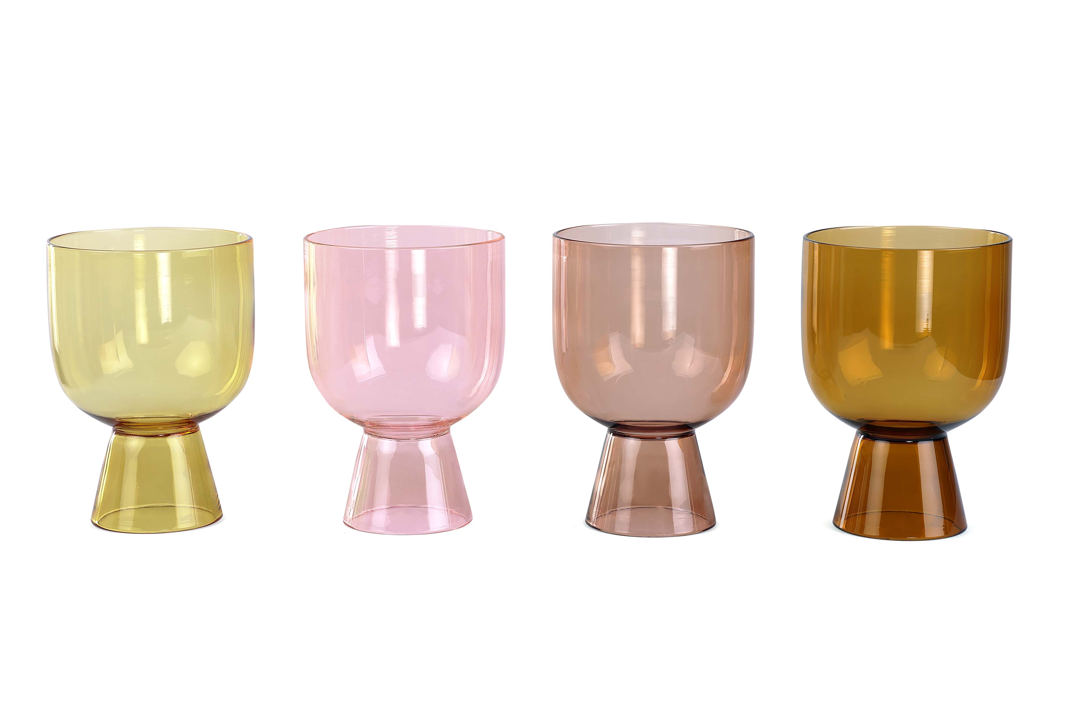 Colored Handblown Drinkware Glass, Amber- 4.5X3.1 Inch- (SET OF 4)