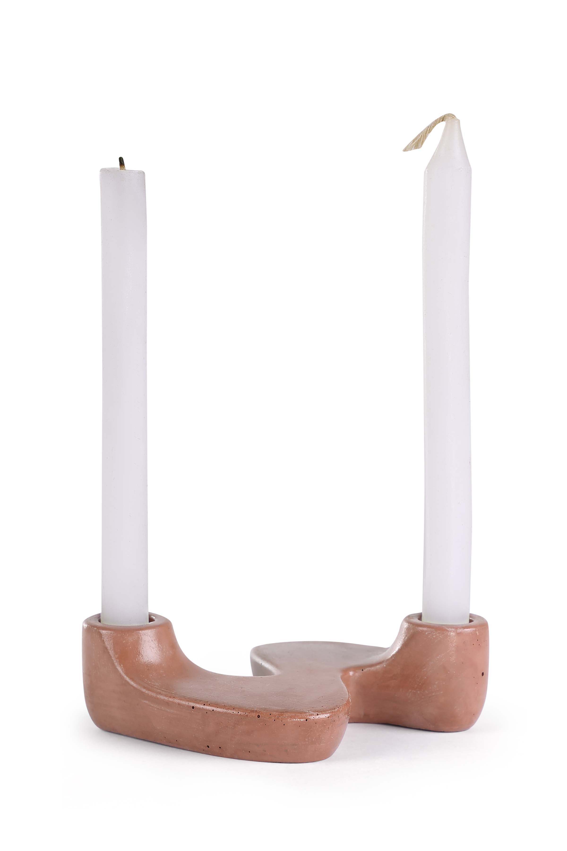 "S" Style Nordic Concrete Candle Holder -Brown (Set of 2)