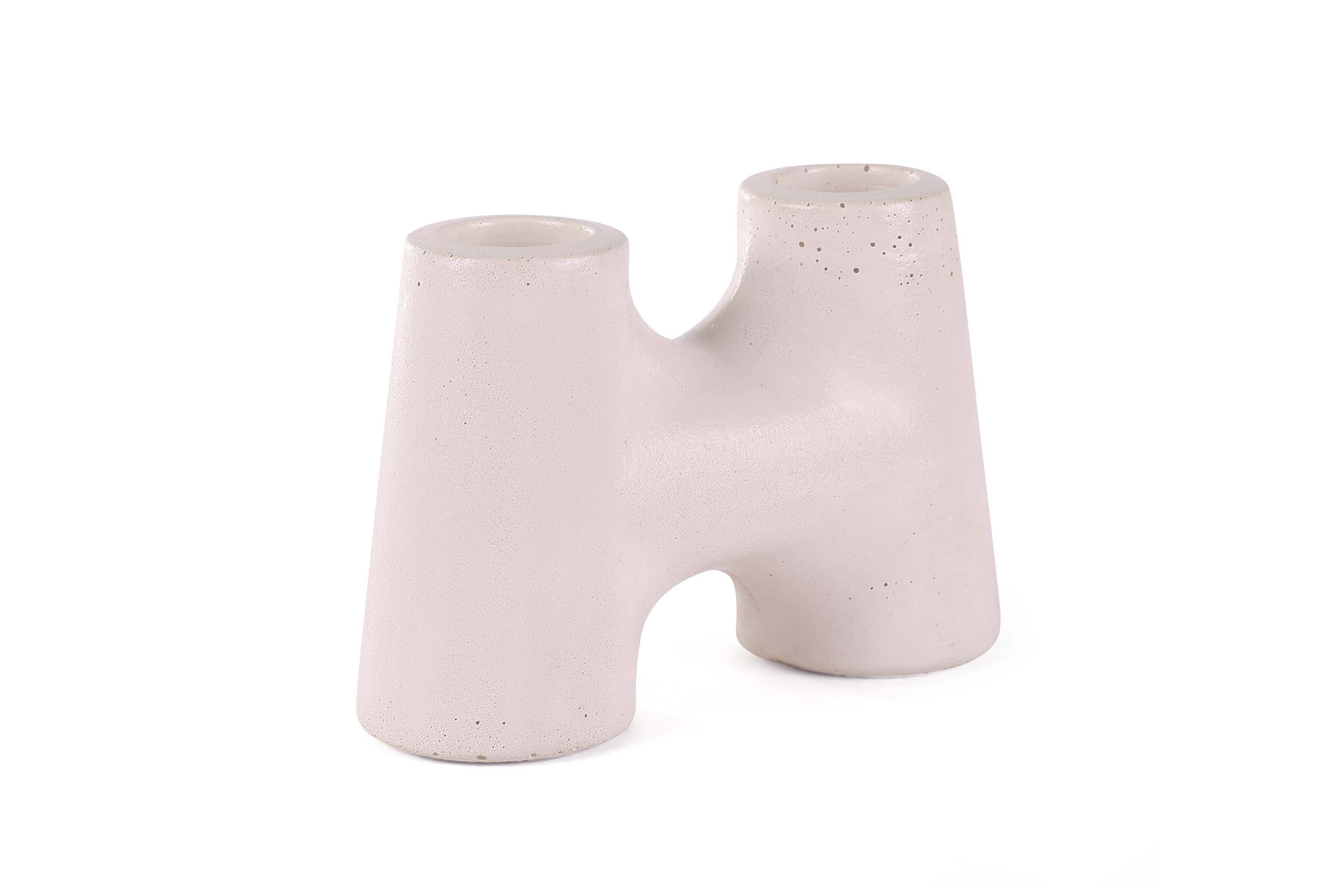"H" Style  Nordic Concrete Candle Holder - Pink (Set of 2)