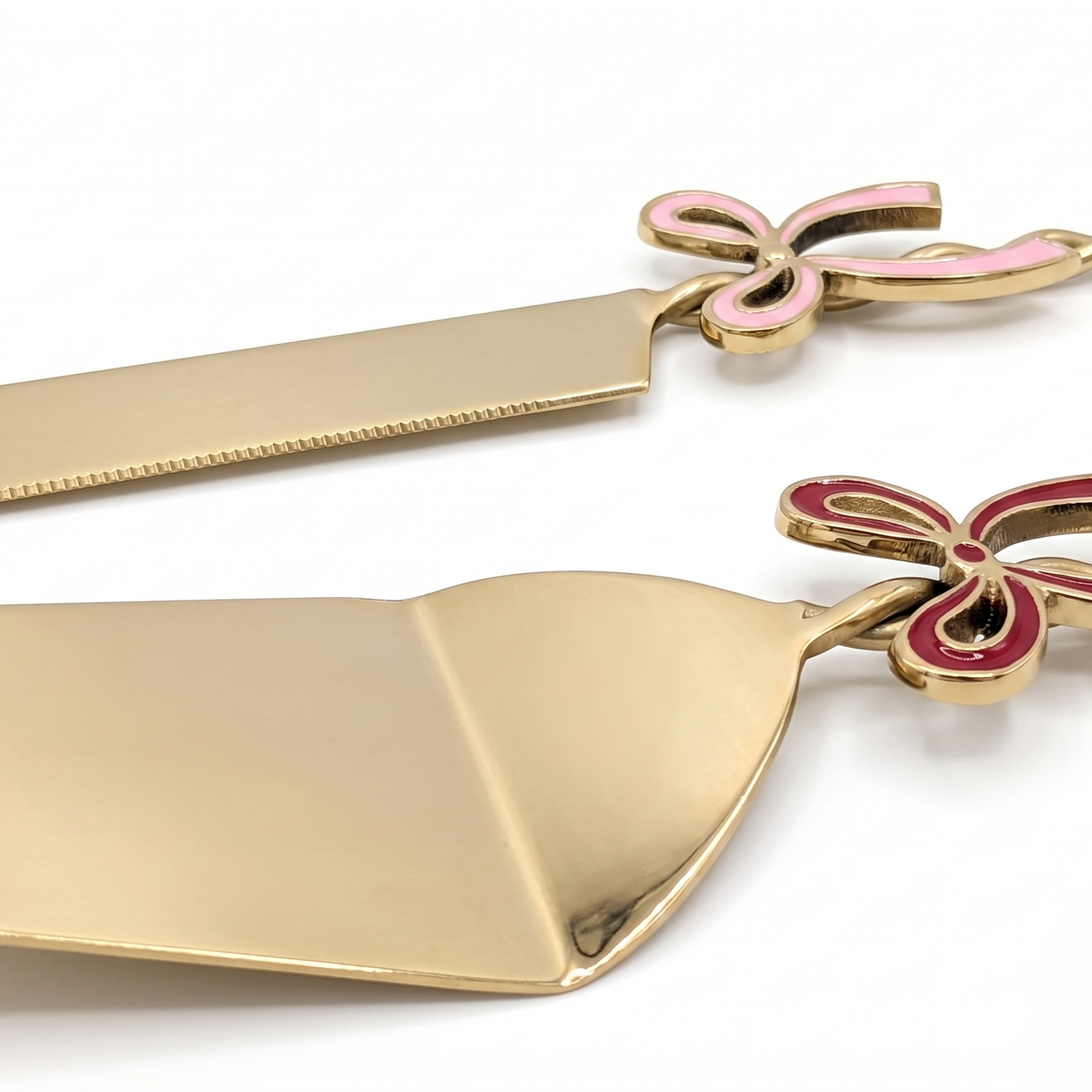 Red & Pink Bow Cake Knife | PVD Stainless Steel | Set Of 2