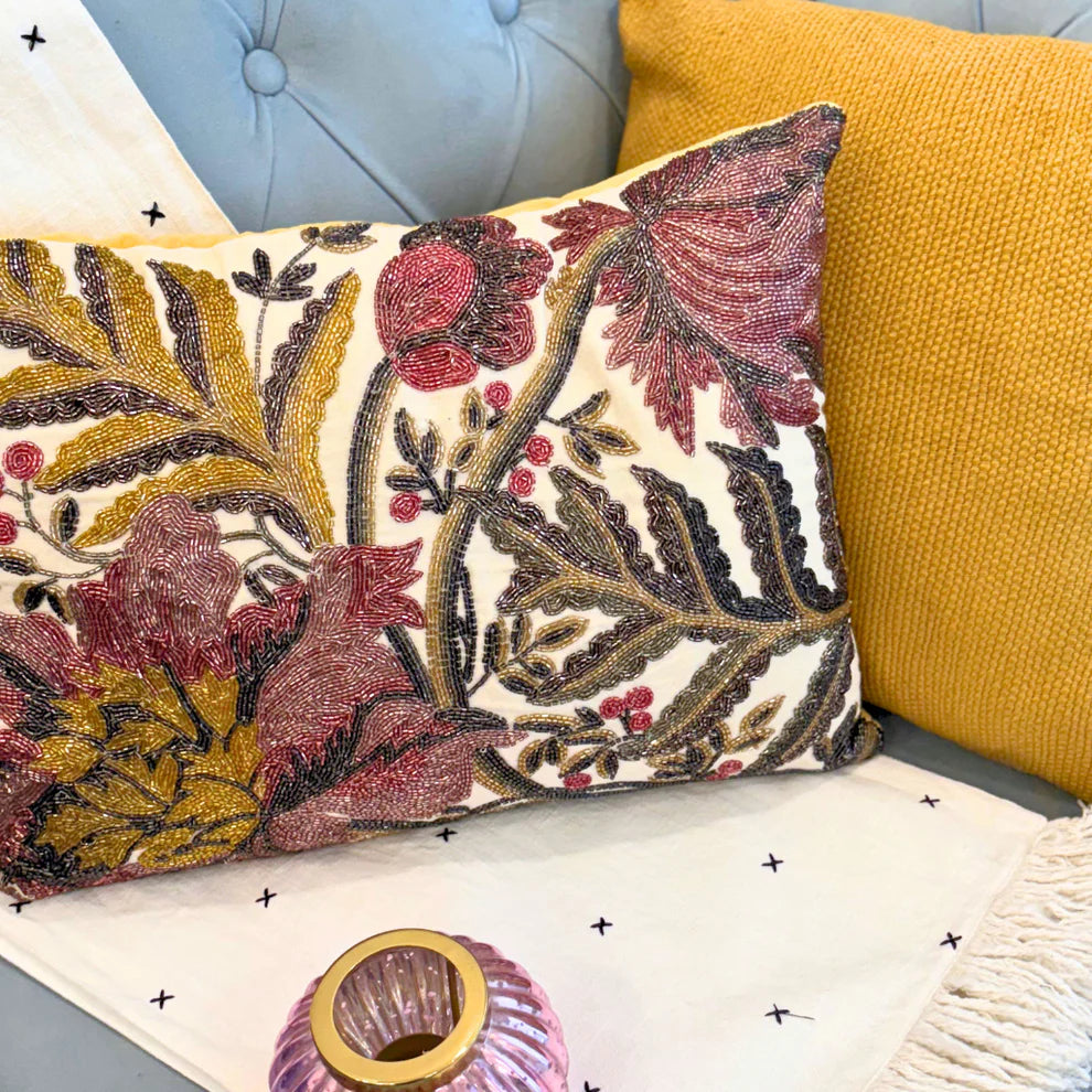 Embellished Reversible Velvet Cushion Cover - 14 x 20 Inches
