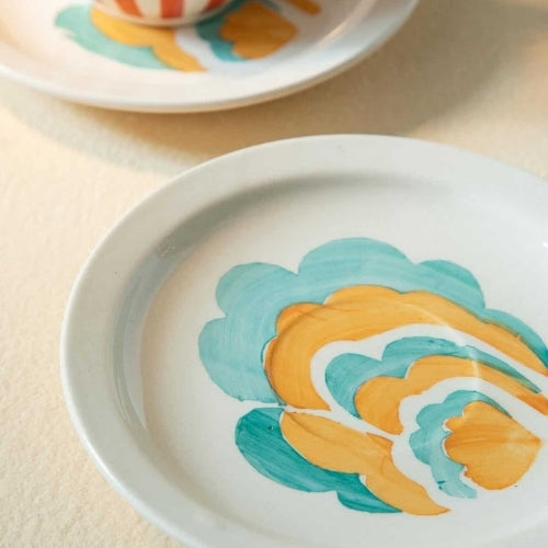 Gypsy Rose Ceramic Tea Cup And Saucer Set (Set Of 2) 8x6 Inches