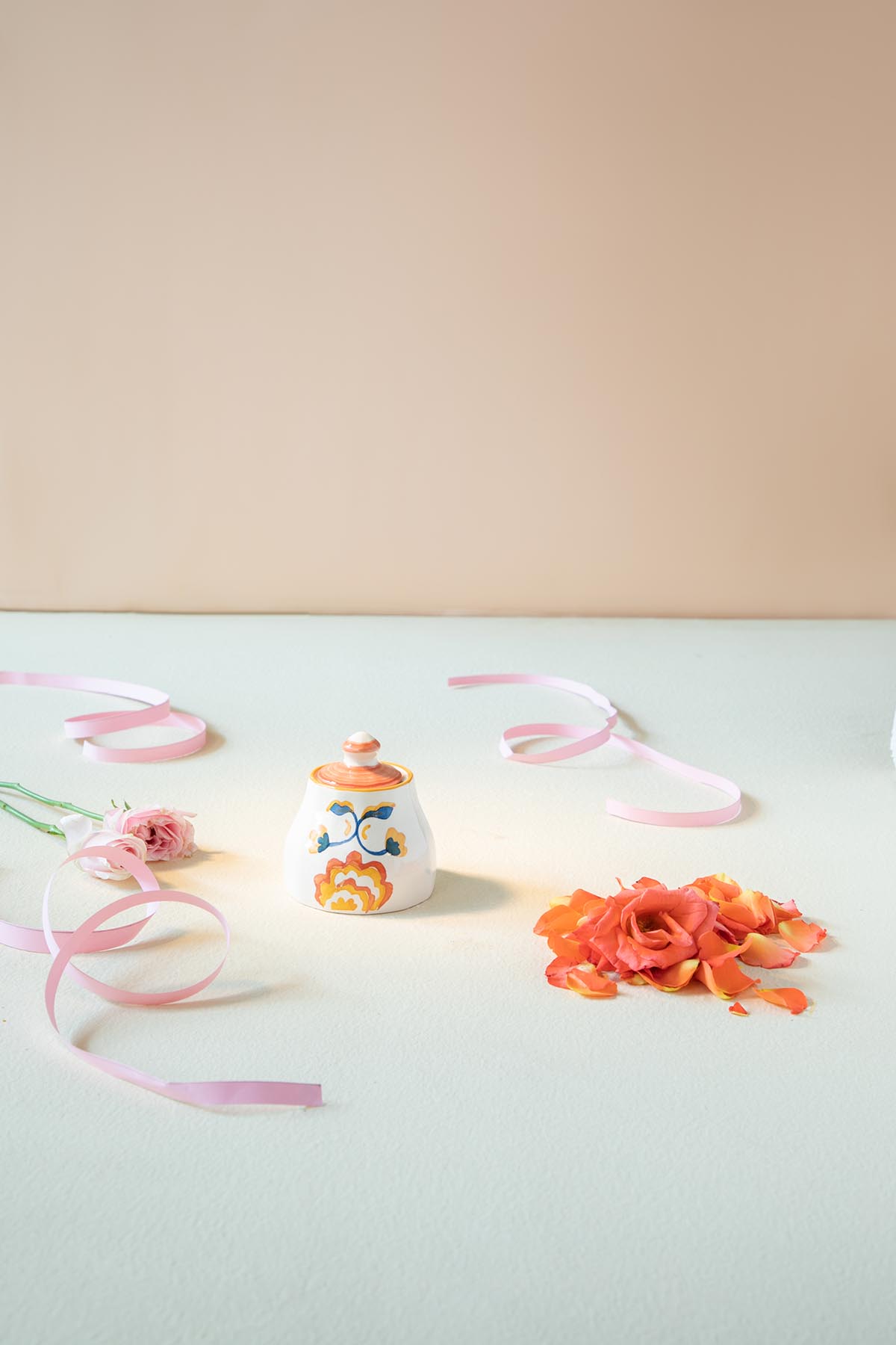 Rose Ceramic Sugar Pot - Multi , 5x3 Inches