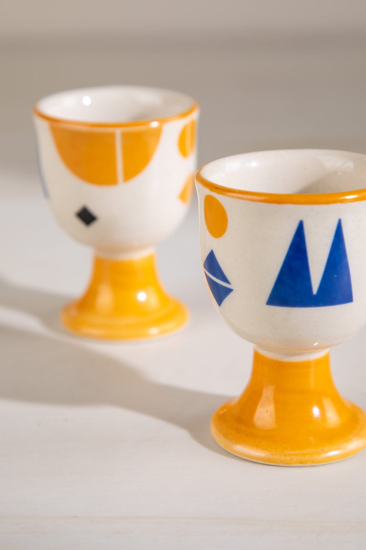 Artisan Ceramic Egg Cup (Set of 2) - Multi , 2x2x3 Inches