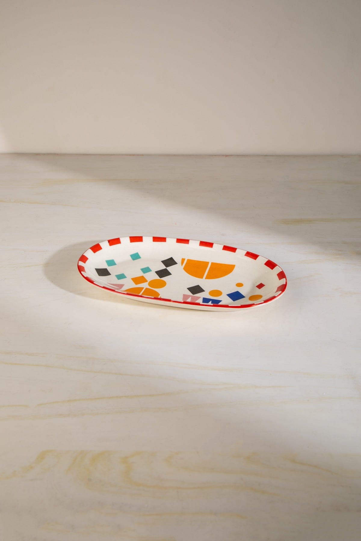 Circle Of Joyee Ceramic Oval Platter - Multi , 11.5x7x1 Inches