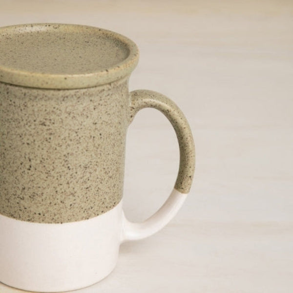 Studio Naturals Herb Green Lidded Coffee Mug 3x3x3.5 Inches