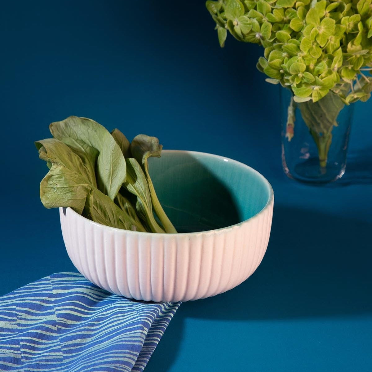 Midori Ceramic Round Bowl - White , 7X7X3.25 Inches