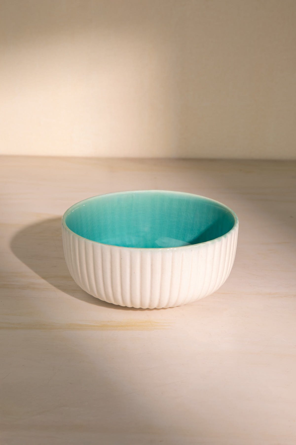 Midori Ceramic Round Bowl - White , 7X7X3.25 Inches