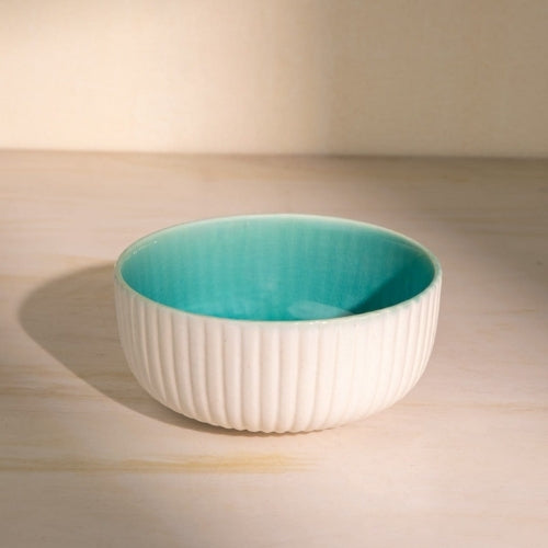 Midori Ceramic Round Bowl - White , 7X7X3.25 Inches