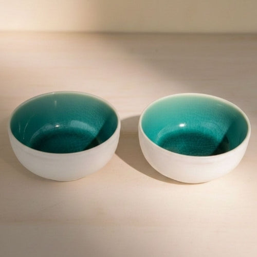 Midori Handcrafted Ceramic Mixer Bowl - Set Of 2 - 5x5x2.5 Inches