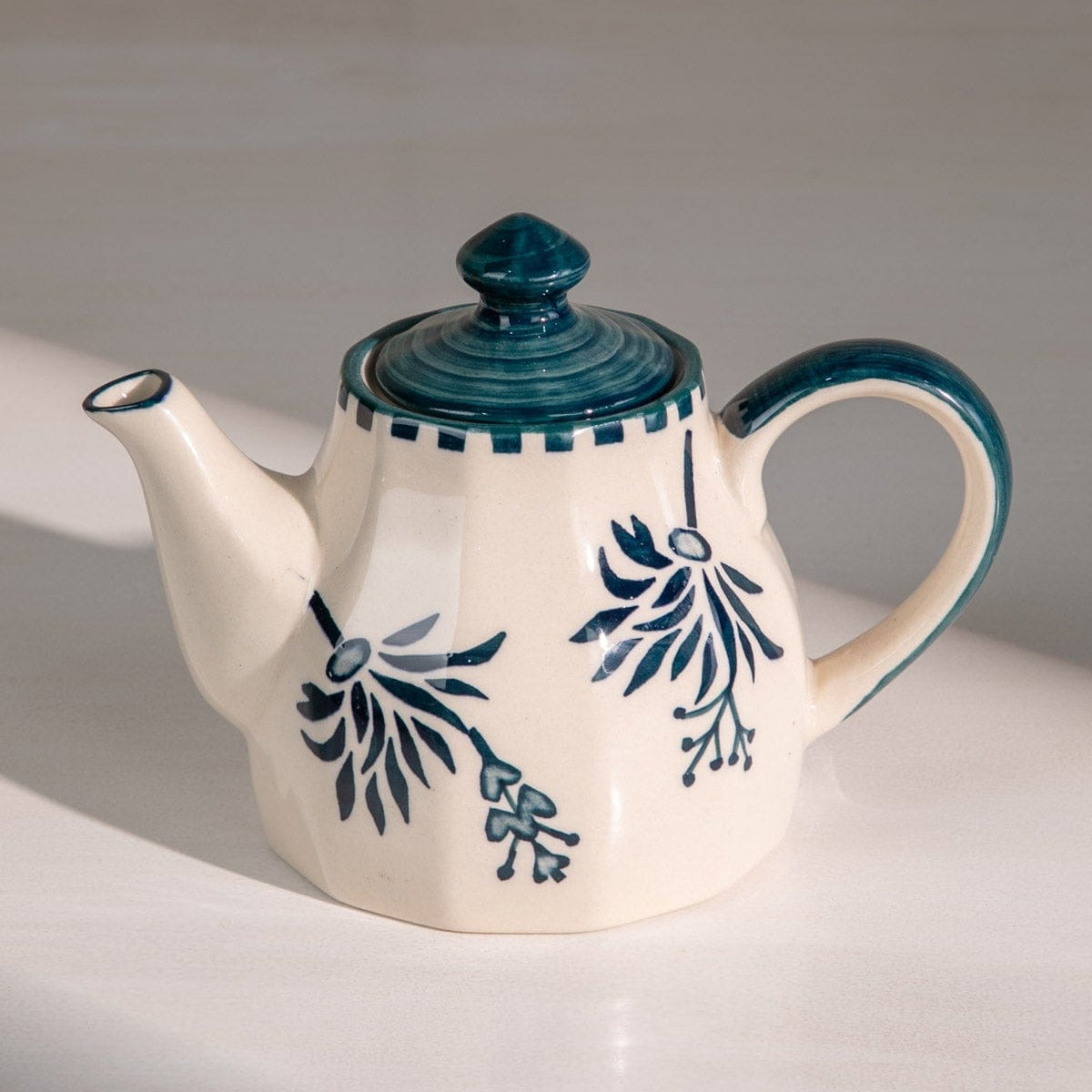 Teal Ceramic Tea Pot - 6x6x10 Inches
