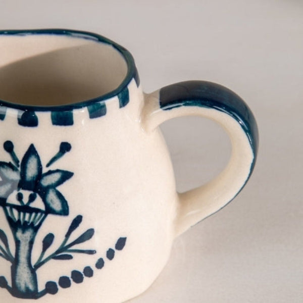 Teal Ceramic Milk Pot - 3x3x5 Inches