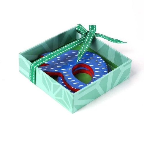 Okey Doke Blue Napkin Ring (Set Of 2) 3.5x4x0.2 Inches