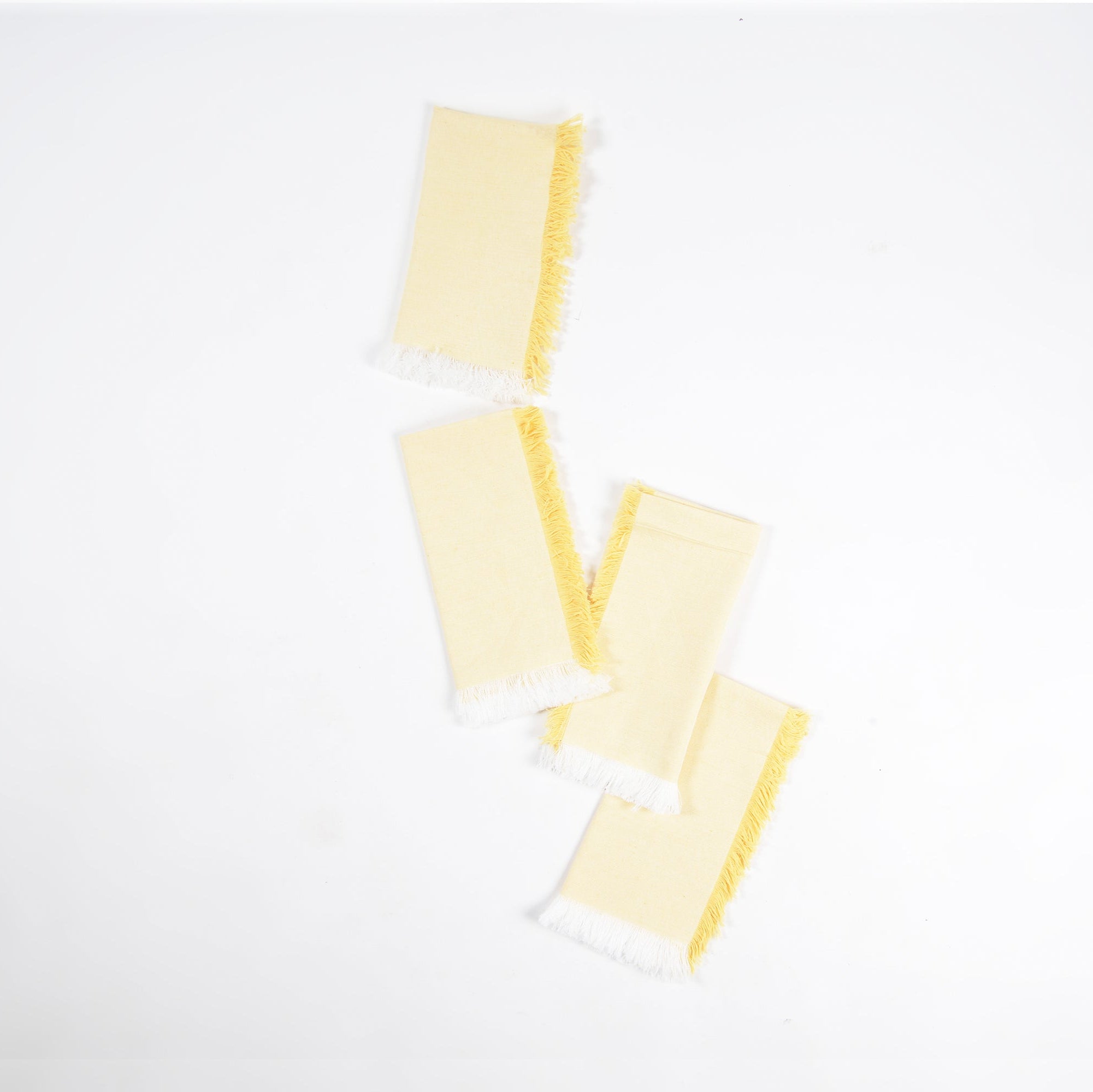 Fringe Borders Yellow Napkins (Set of 4), 18 Inch- 2 SETS