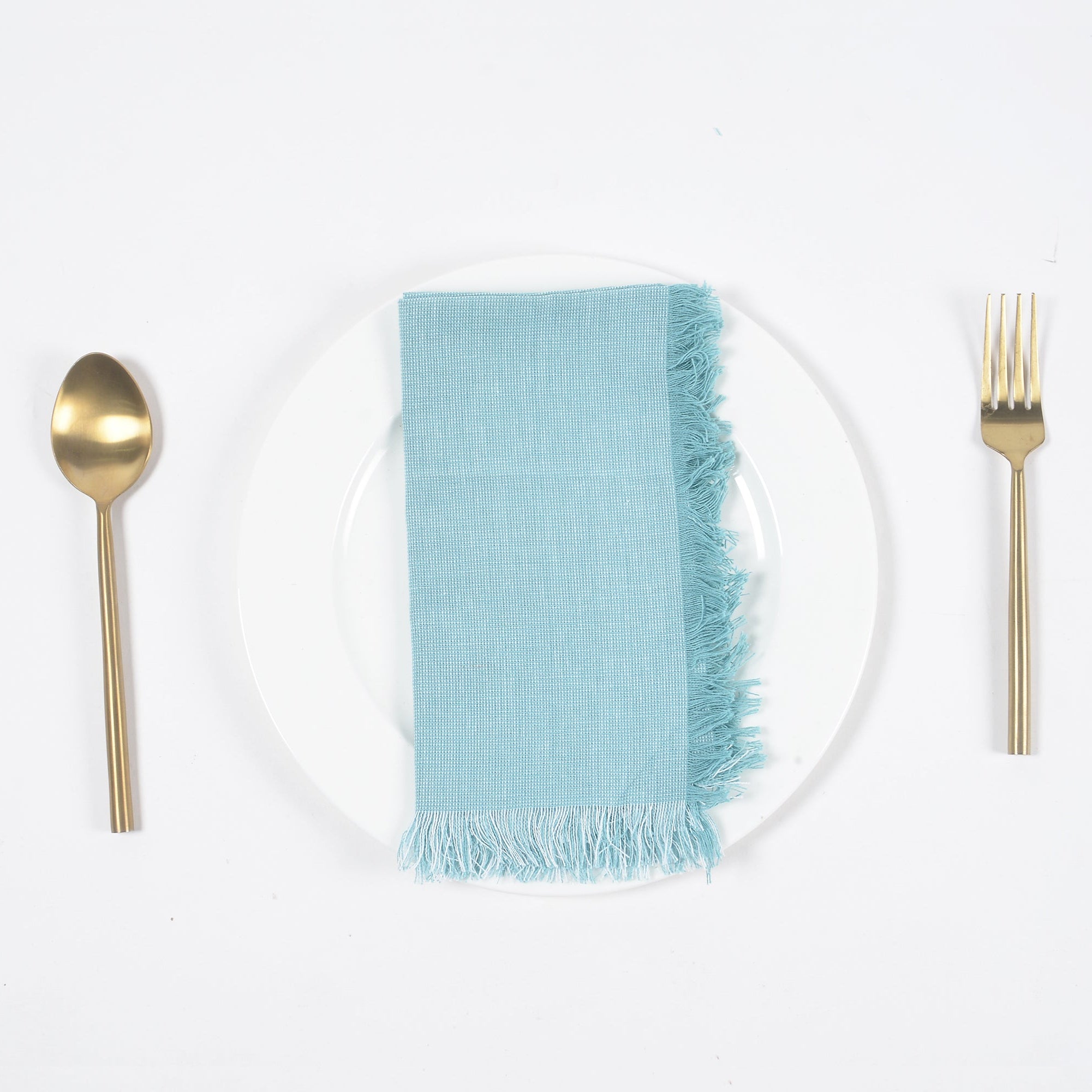 Fringe Borders Blue Napkins (Set of 4), 18 Inch- 2 SETS