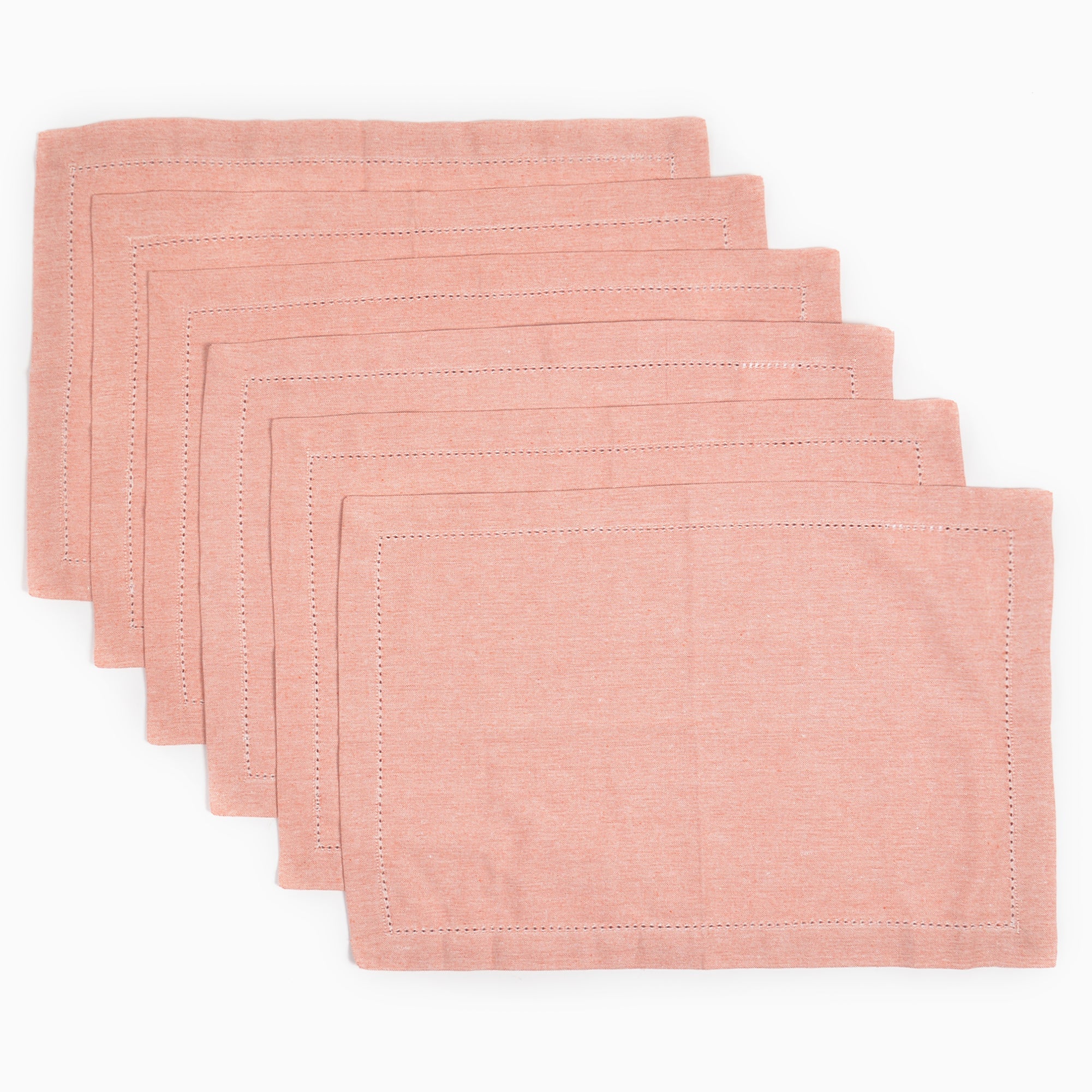 Solid Chambray Weave Placemats With Hem Stitch (set of 4)- 2 SETS