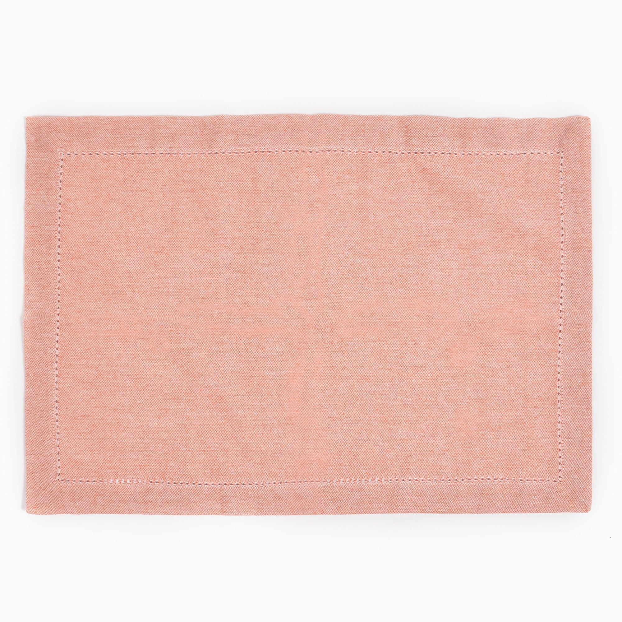 Solid Chambray Weave Placemats With Hem Stitch (set of 4)- 2 SETS