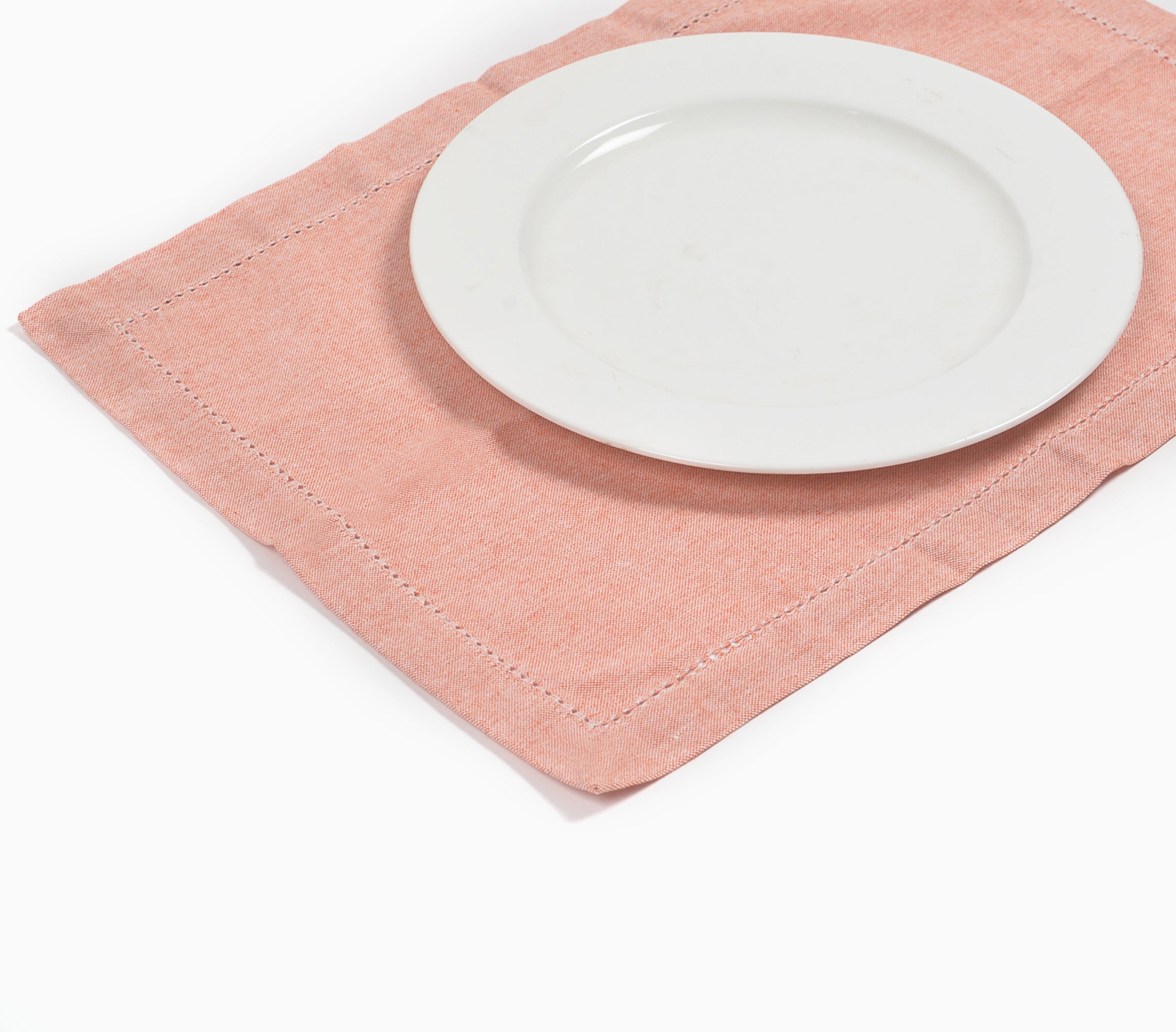 Solid Chambray Weave Placemats With Hem Stitch (set of 4)- 2 SETS