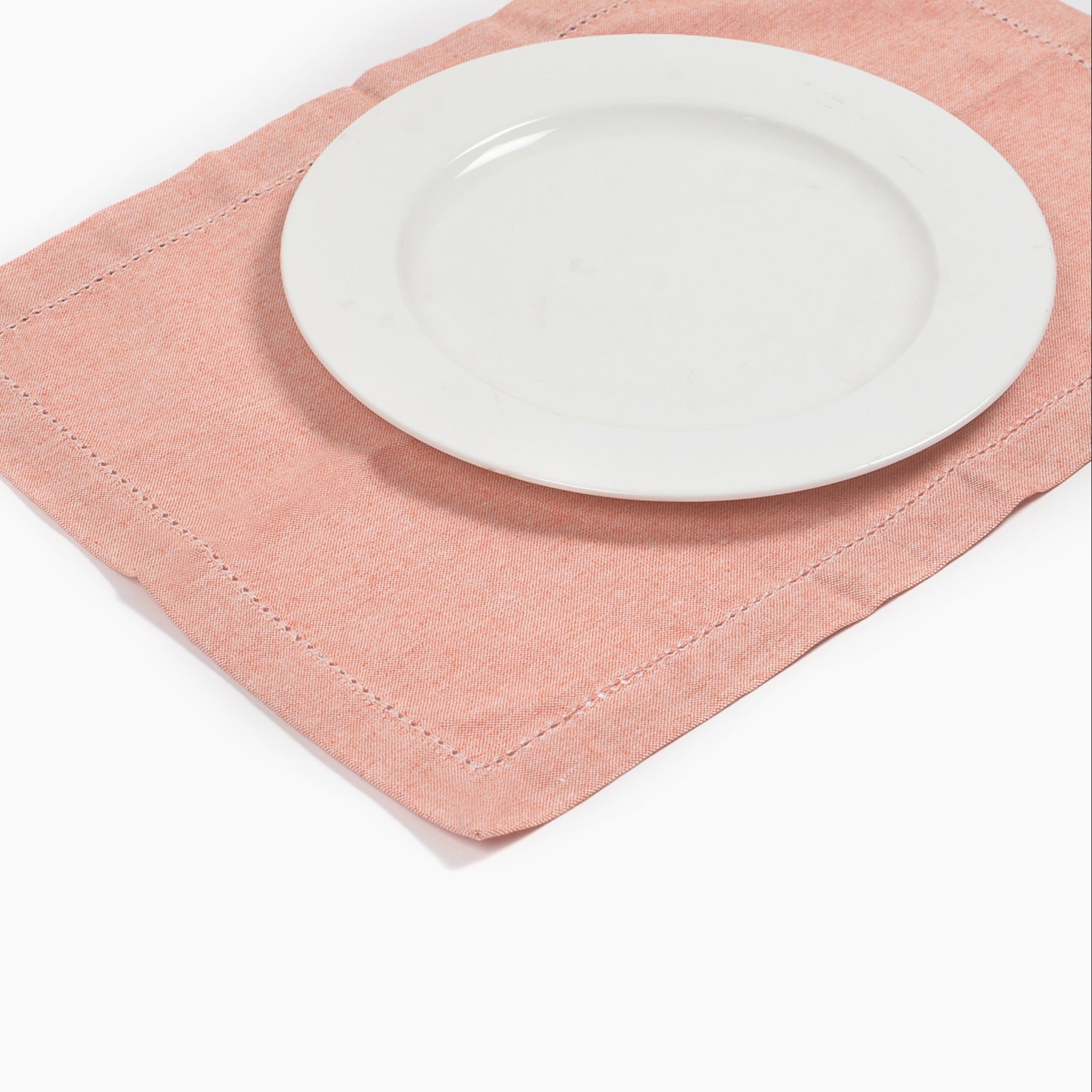 Solid Chambray Weave Placemats With Hem Stitch (set of 4)- 2 SETS