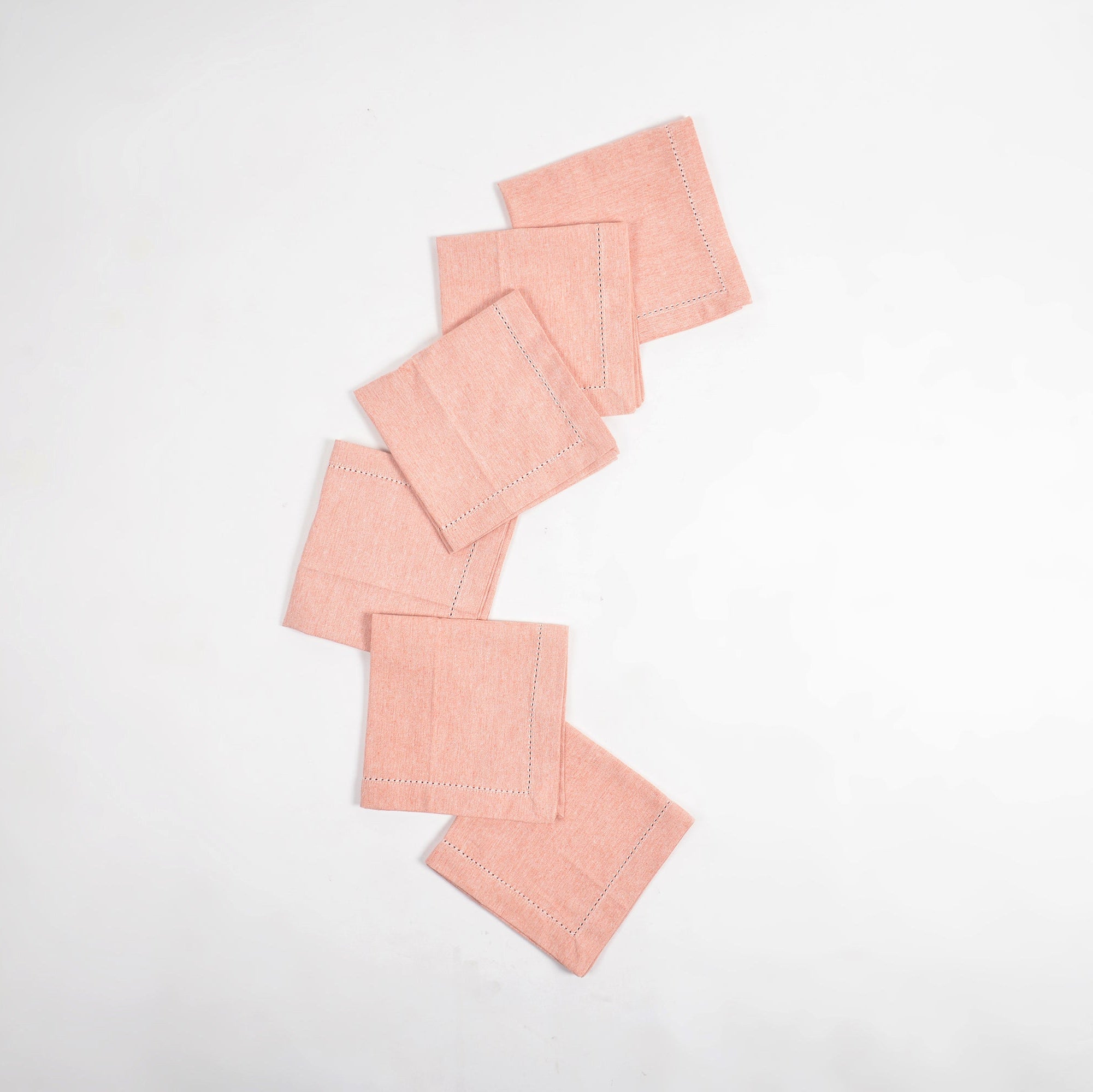 Solid  Chambray Weave Table Napkins With Hem Stitch- 2 SETS