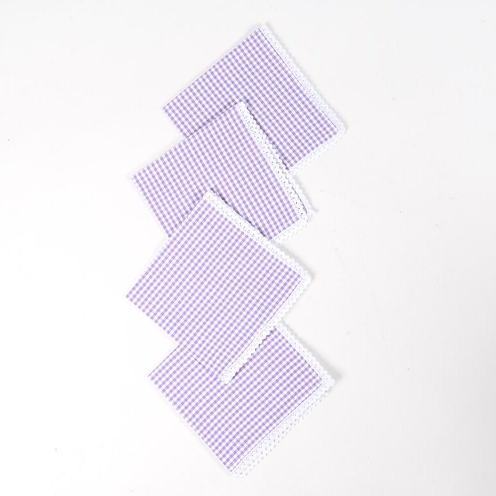Checkered Purple Table Napkins (Set of 4), 18 Inch-2 SETS
